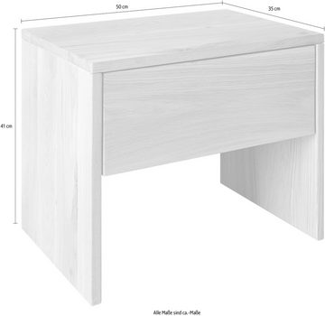 Schlafkontor Nachtkommode Hilla, Eiche Massiv, Nachtkonsole mit Schublade Grifflos
