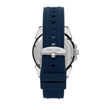 Sector Quarzuhr Sector Herren Armbanduhr Analog, Herren Armbanduhr rund, groß (ca. 44mm), Silikonarmband blau, Fashion