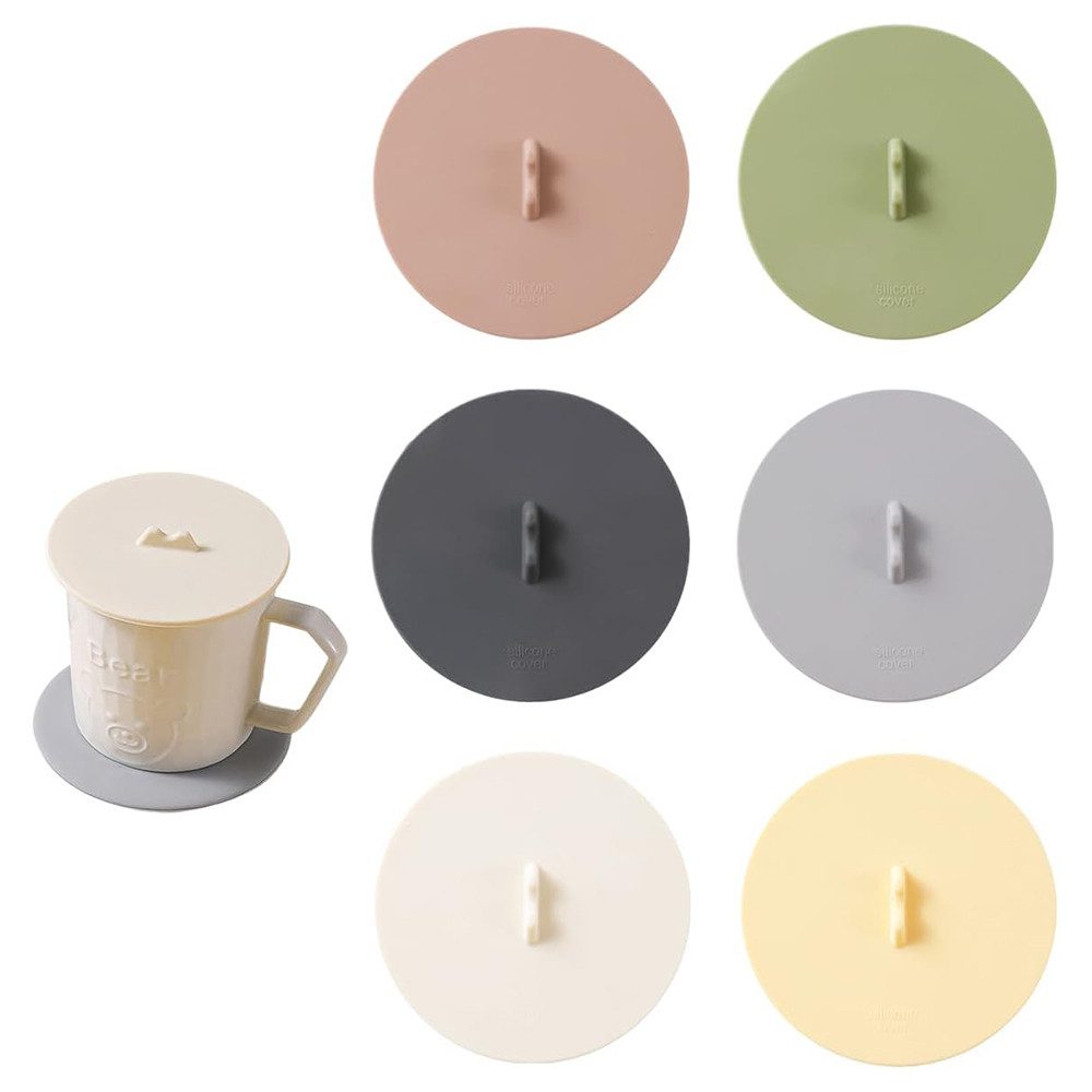 AFKSMILE Deckel 6 Stück Silikon Deckel für Trinkgläser, 10 cm Anti Staub für Gläser, (6-tlg), Auslaufsicherer Deckel für Weingläser Trinkgläser Kaffee Mug Bierkrug
