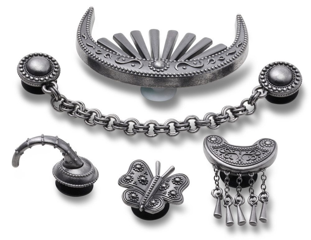 Crocs Schuhanstecker Jibbitz™ Silver Metal Mix (Set, 5-tlg., Kein Spielzeug. Nicht für Kinder unter 3 Jahren geeignet), Elegante Schuhanstecker