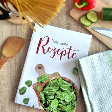 Kreative Feder Notizbuch Rezeptbuch "Meine liebsten Rezepte", DIY Kochbuch für eigene Rezepte Hardcover DIN A4