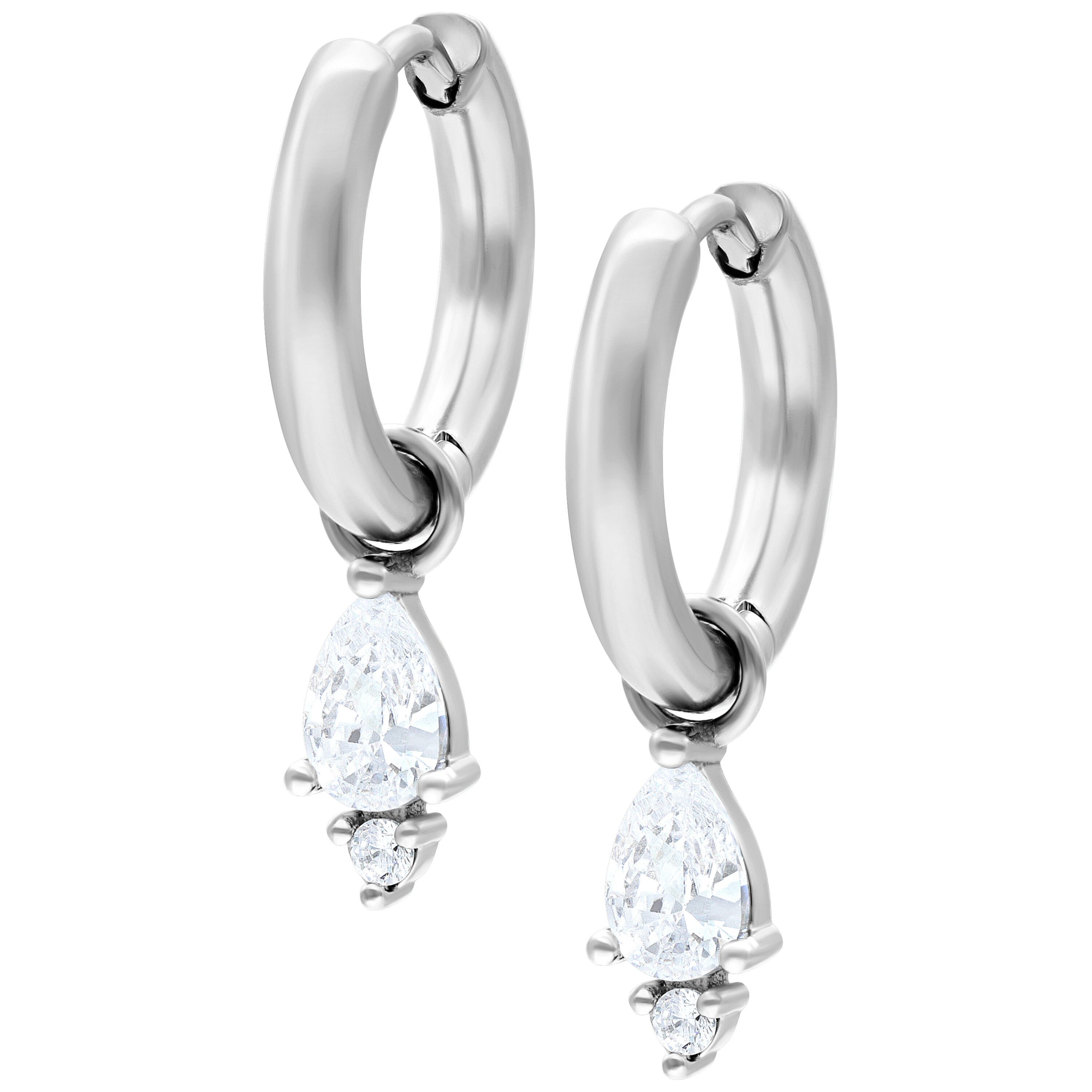 Wildcat Paar Ohrhänger Little Tear Hoops - Silvercoloured Metal, Kristallklar, Chirurgenstahl 316L - wasserfest, langlebig, hautverträglich