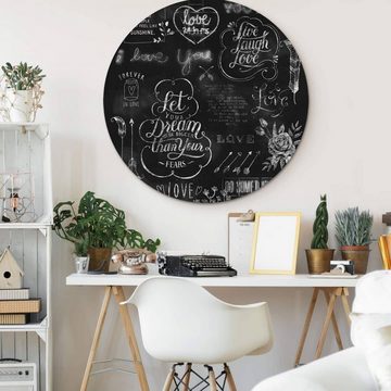 K&L Wall Art Gemälde Metallposter positive Affirmationen Poster moderne Vintage Deko, Metalloptik Wandbild Ø 30cm