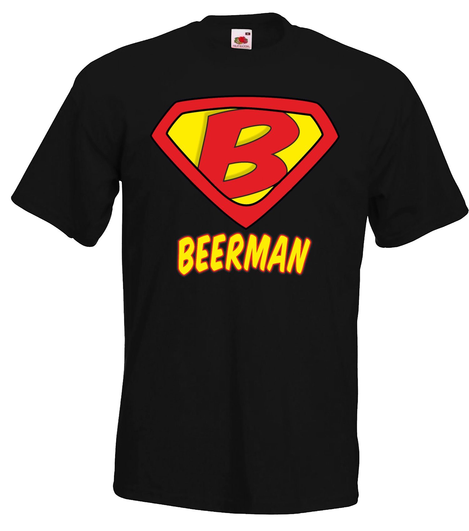Beerman Youth Shirt mit Helden Herren Frontprint Schwarz T-Shirt witzigem Designz