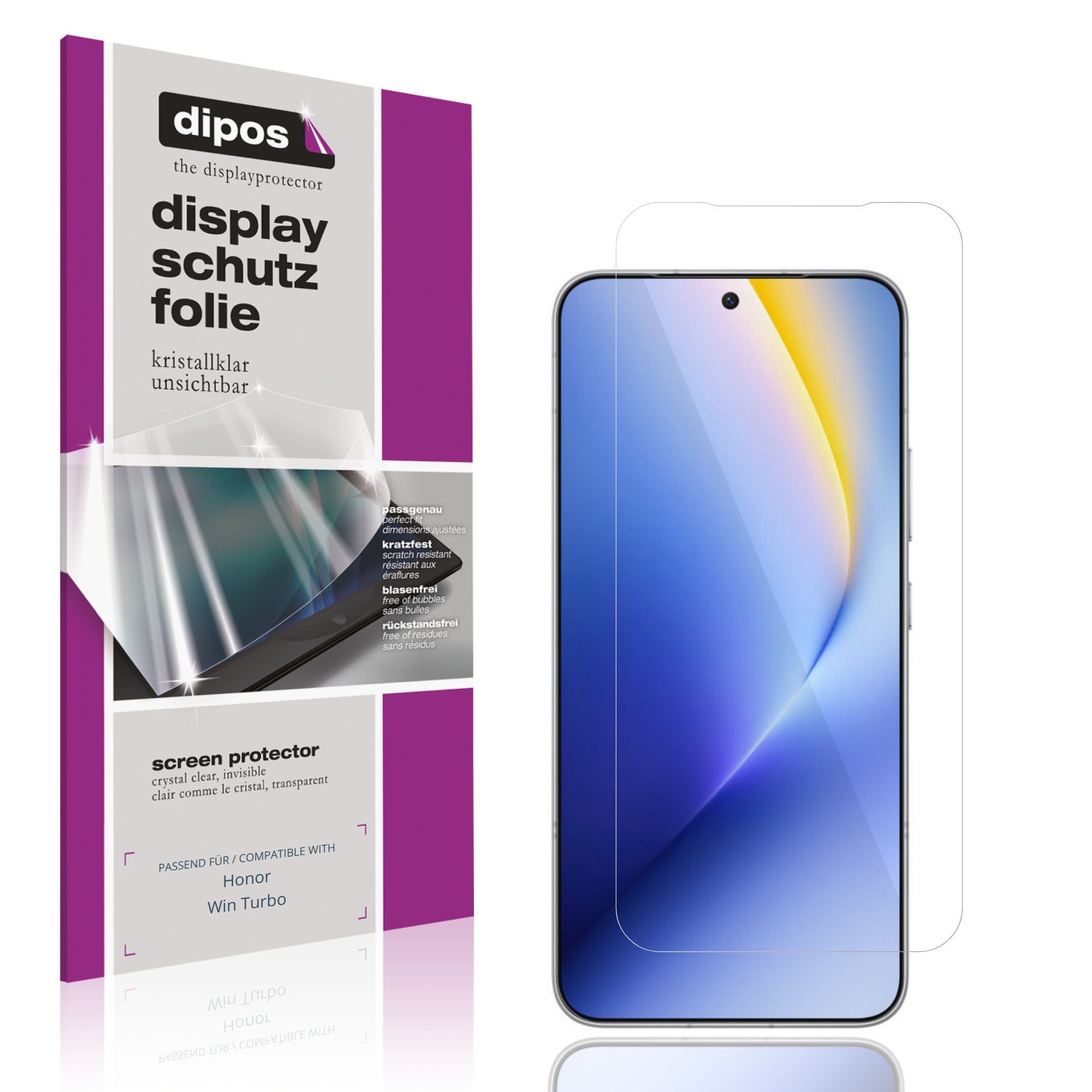 dipos Displayschutzfolie Schutzfolie für Honor Win Turbo, 4 Stück, Displayschutz Schutz Folie Made in Germany
