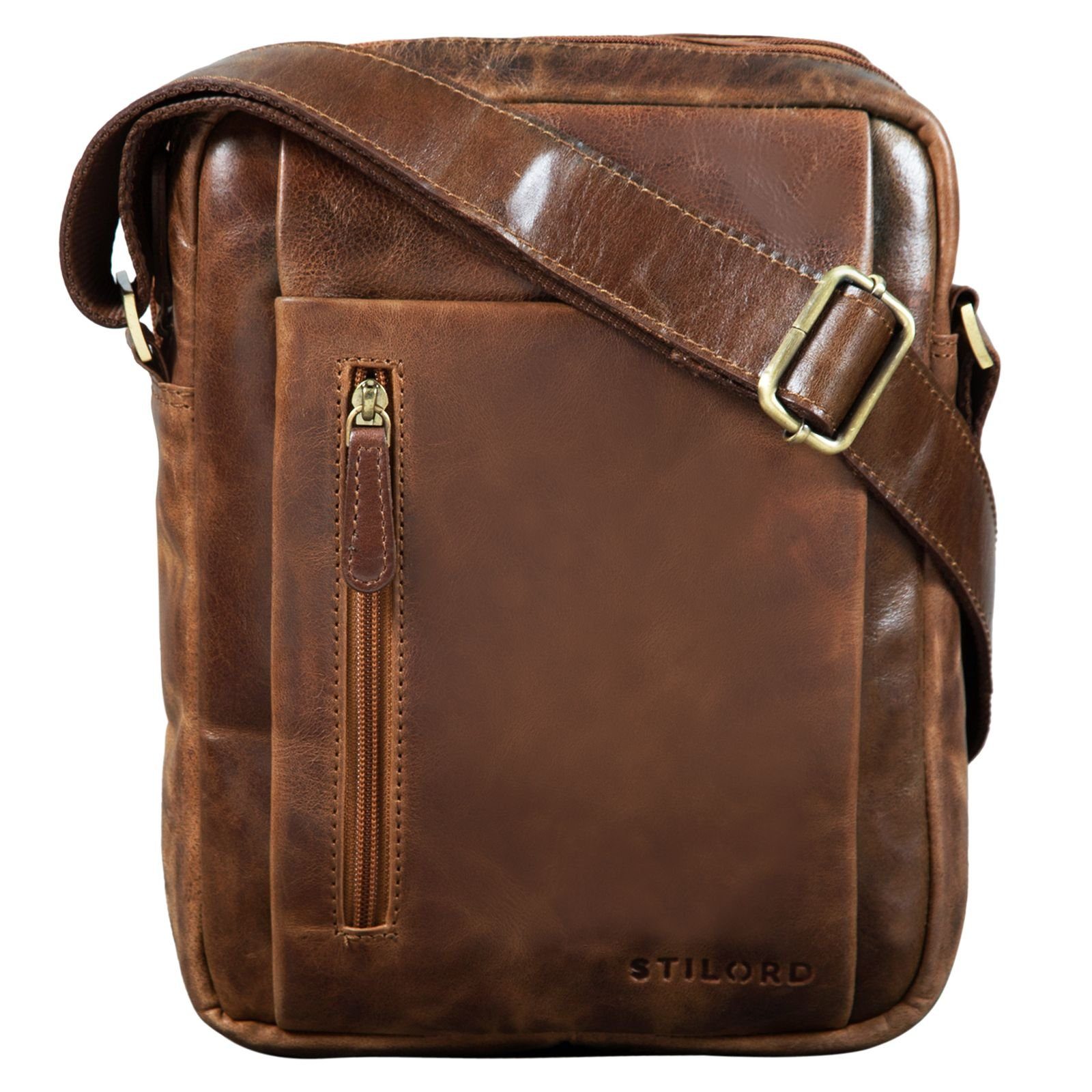 Tasche Leder STILORD "Irving" Vintage Klein Bag braun antik - Messenger