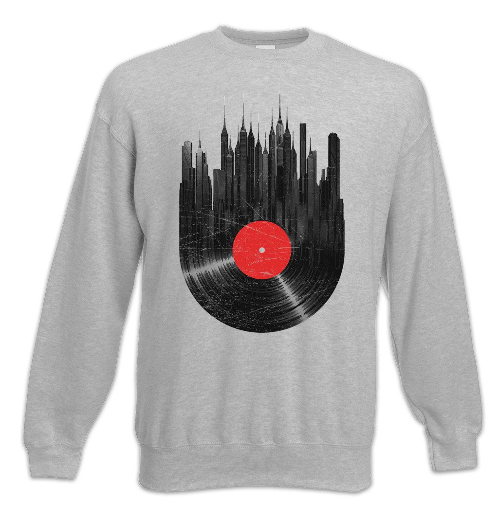 Urban Backwoods Sweatshirt Recordl City Sweatshirt Schallplatte Club Disco Retro Music Collector (1-tlg) Plattenspieler Phonograph Player Turntable