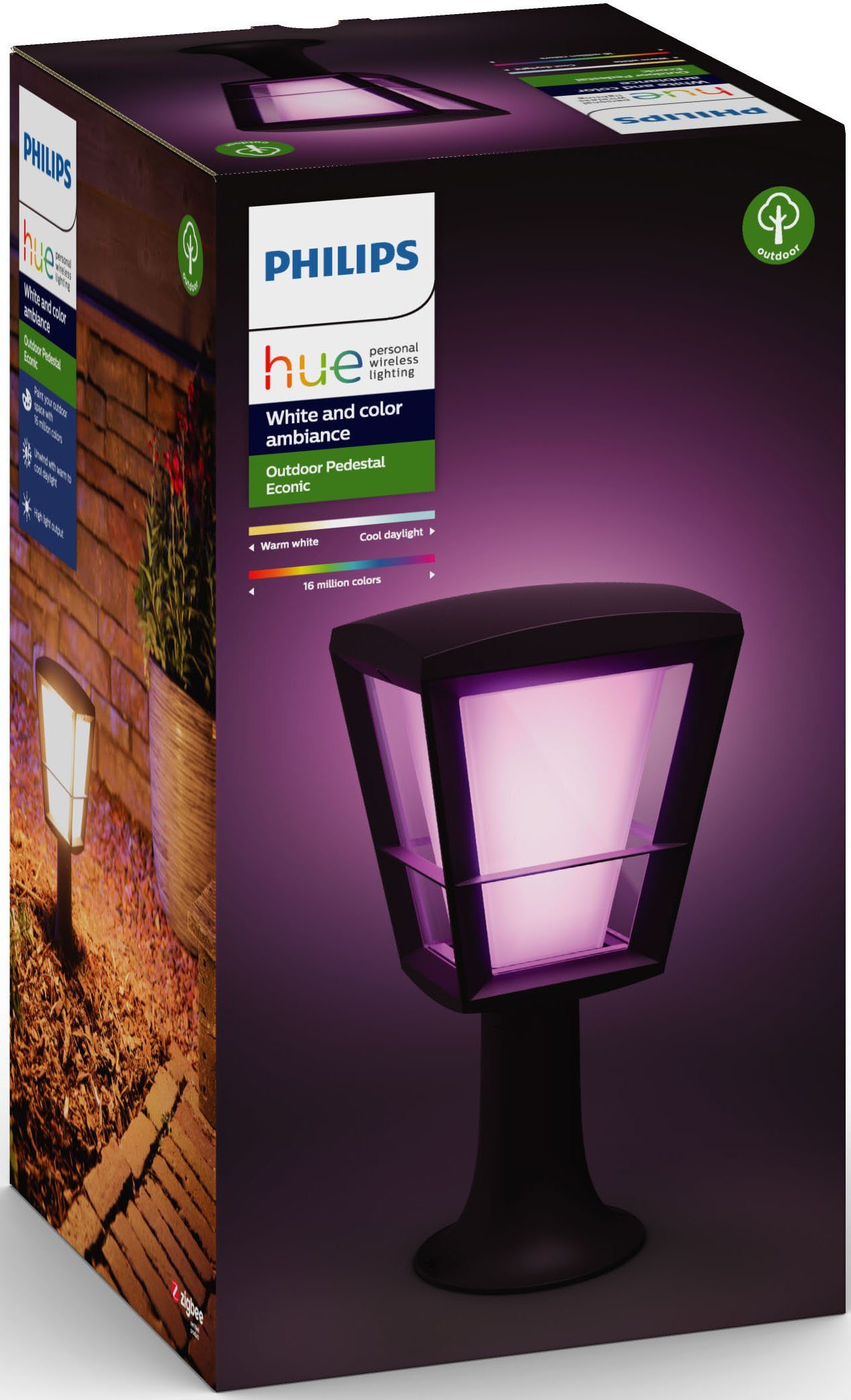 Philips Hue LED Sockelleuchte Econic, Laternenform Hochvolt-System, integriert, LED LED Farbwechsler, Smart Home, integriert, Bridge, fest erfordert IP44
