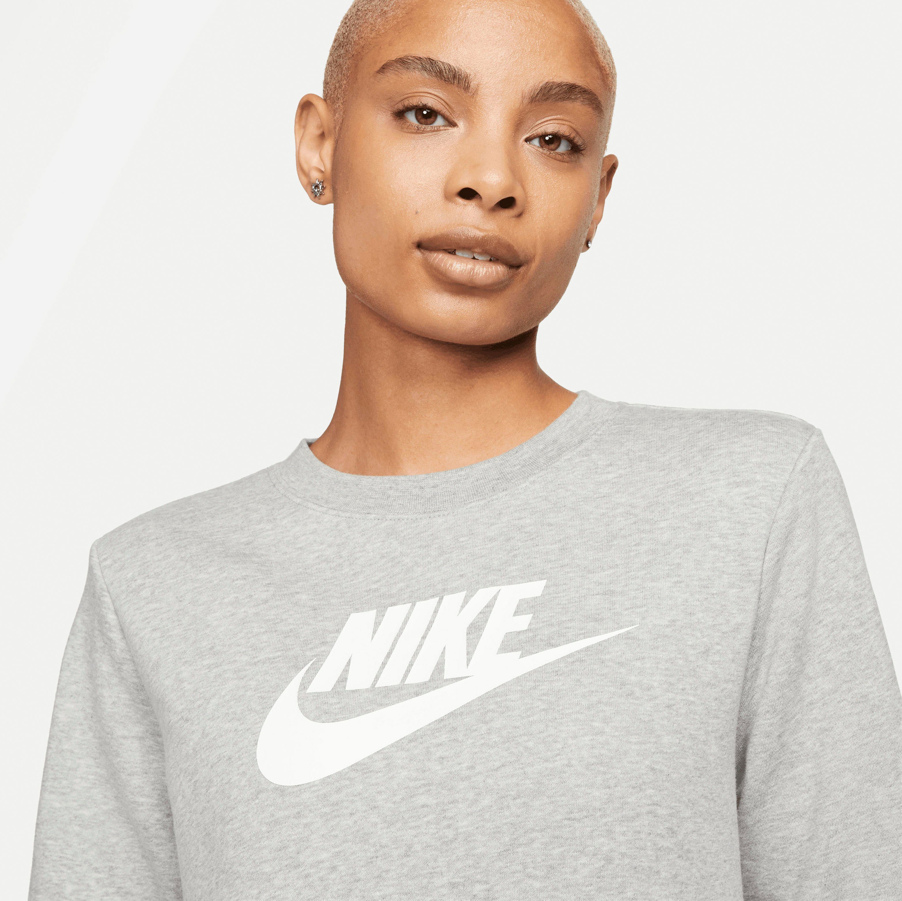 Fleece Logo HEATHER/WHITE Crew-Neck DK GREY Club Sweatshirt Women's Sweatshirt Sportswear Nike