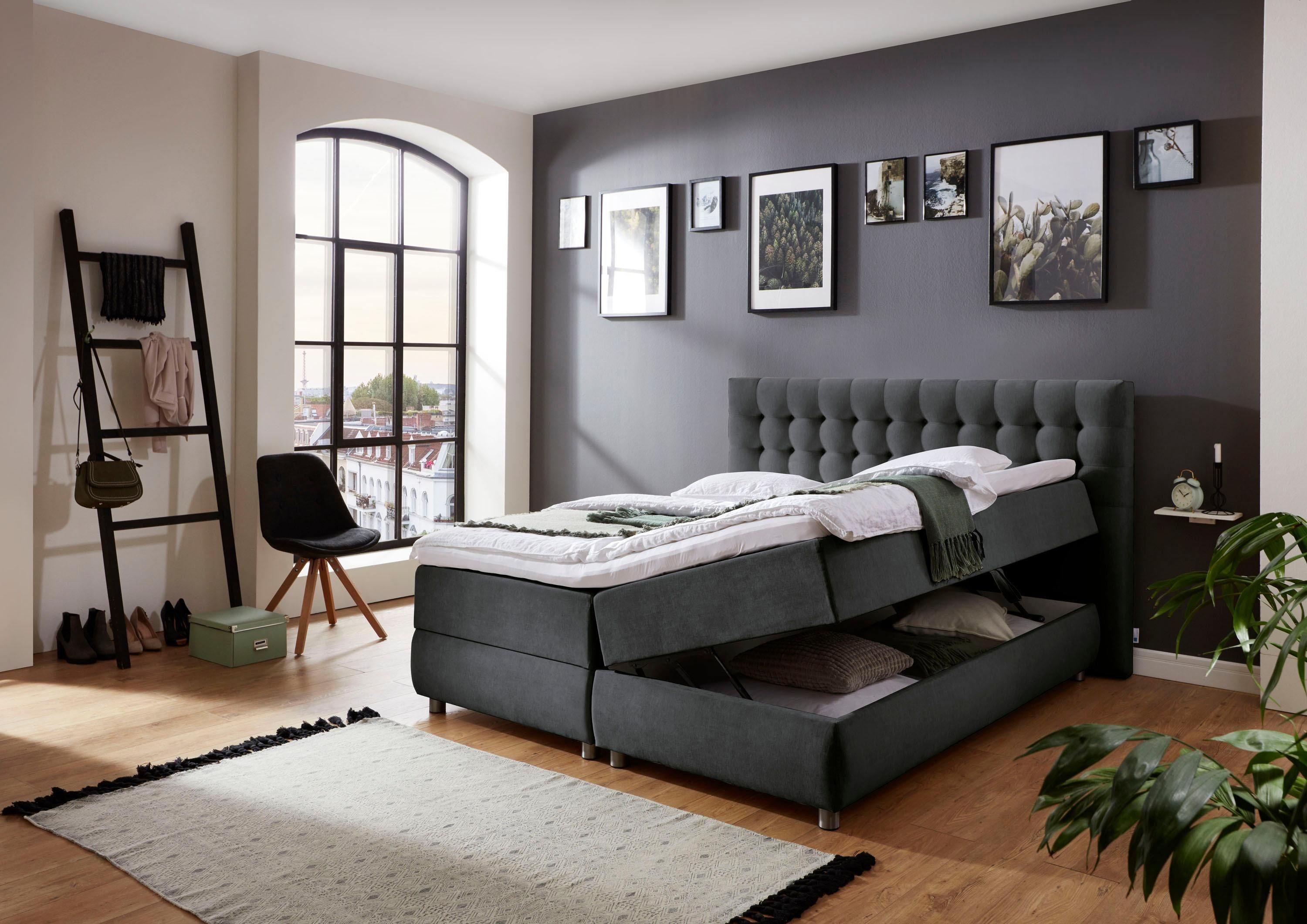 ATLANTIC home collection Boxspringbett Tina, mit Bettkasten und Topper, auch in Überlänge