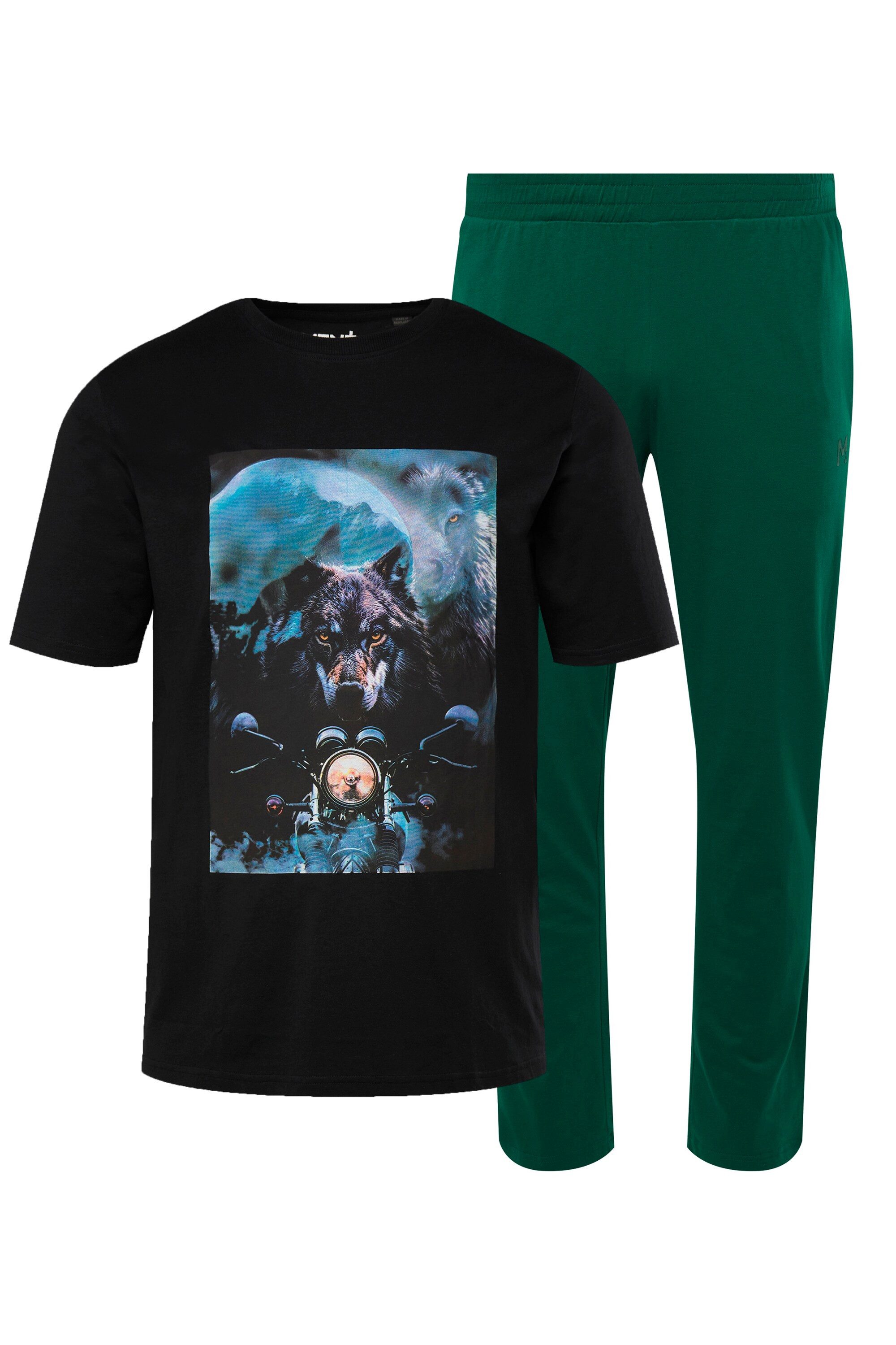 Men Plus Schlafanzug Schlafanzug Zweiteiler T-Shirt lange Hose günstig online kaufen