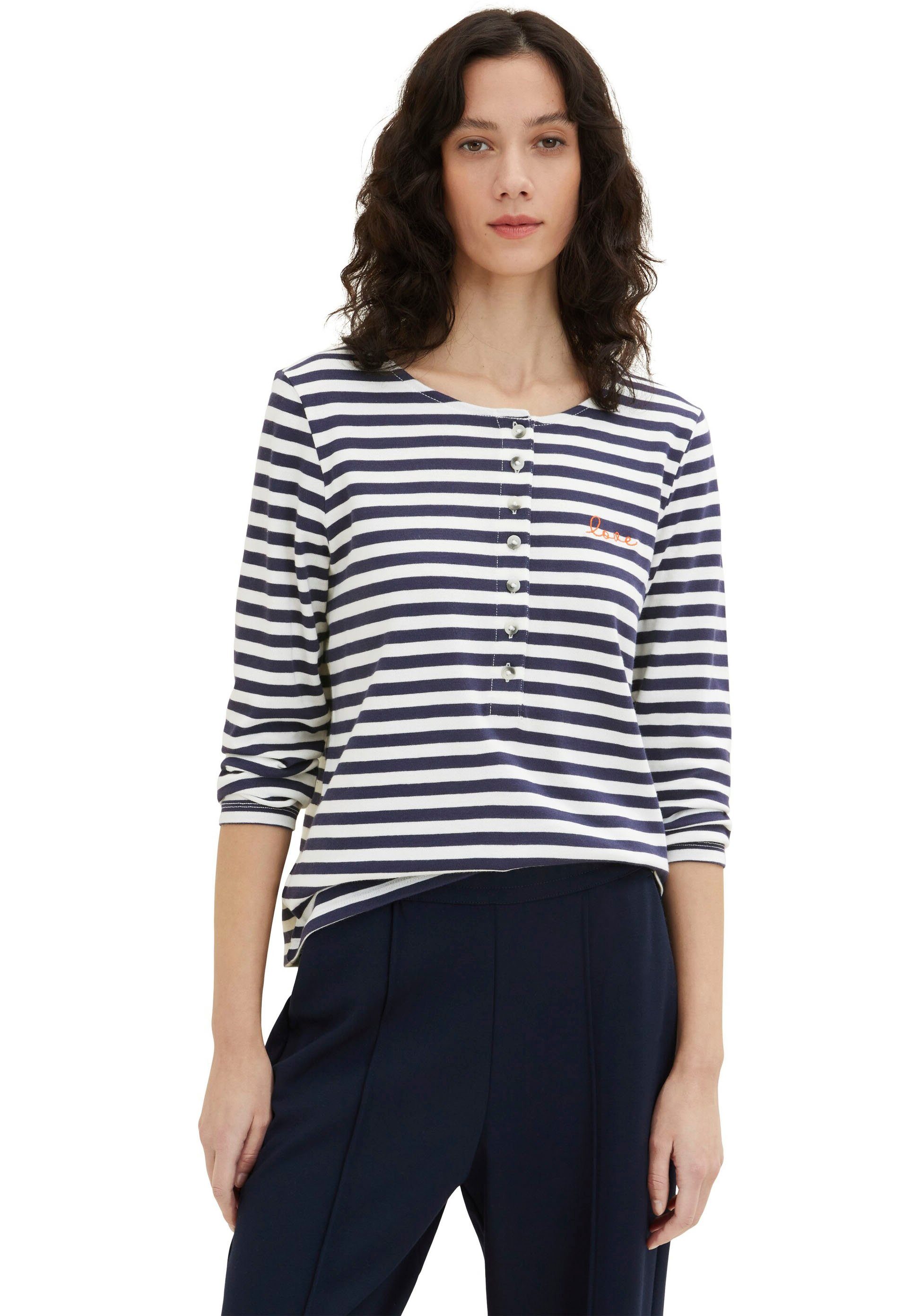 TOM TAILOR T-Shirt navy stripe offwhite