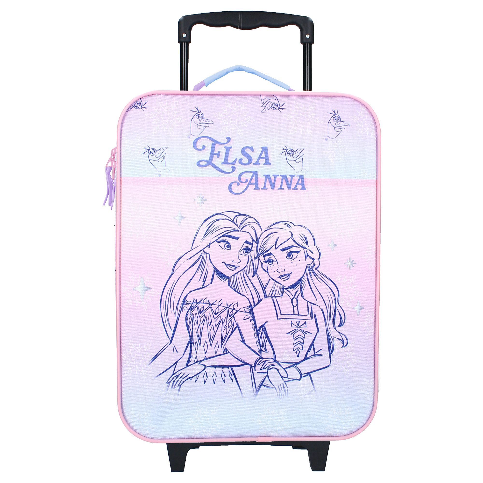 Disney Frozen Kinderkoffer Eiskönigin Anna und Elsa Trolley Kindertrolley Mädchen ab 3 Jahre, 1 kg leicht, Gesamtmaße: 47x31x13 cm, Innenmaße: 40x30x10 cm, 12 Liter