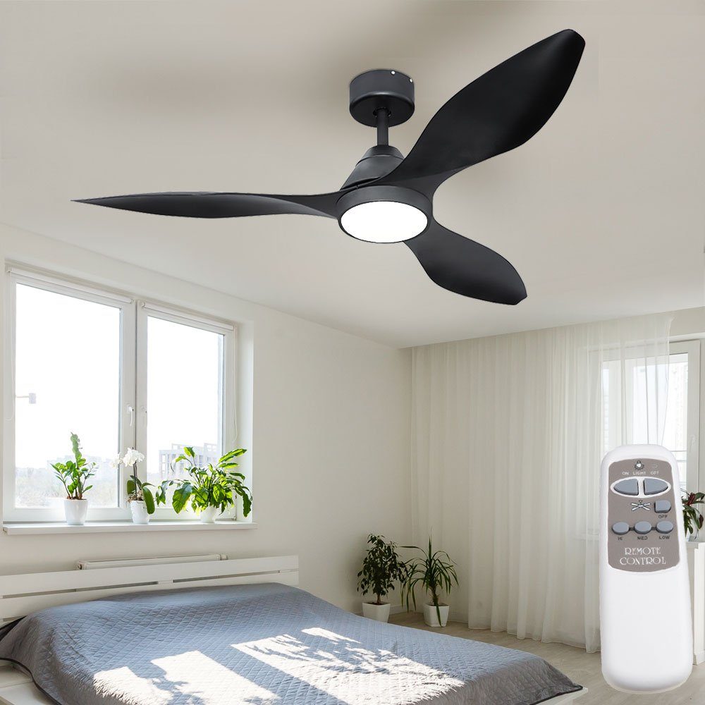 Decken Ventilator mit FERNBEDIENUNG  132 cm Leiser Wind Lüfter Wohnzimmer Lampe 