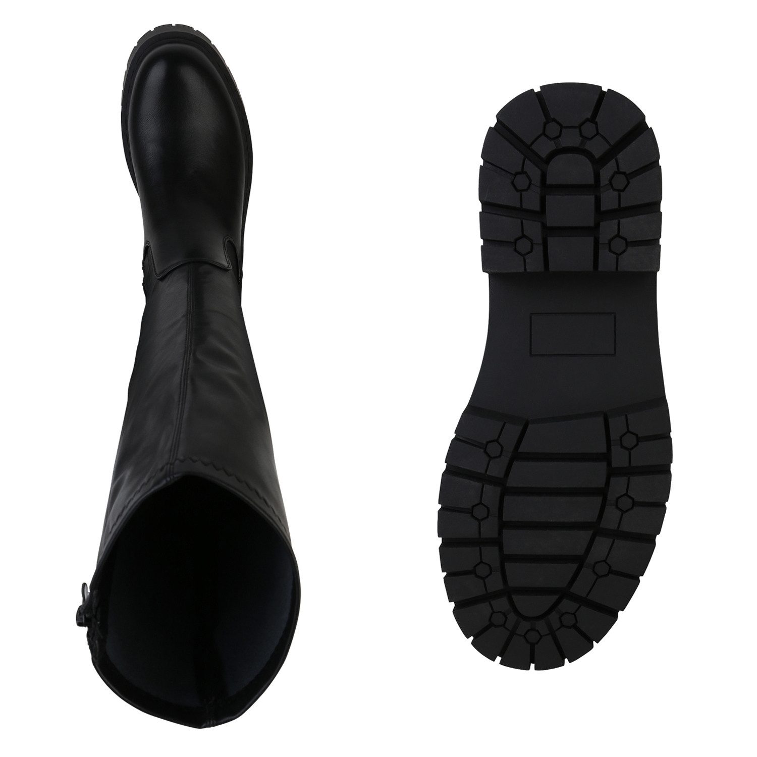 VAN HILL 841464 Plateaustiefel Damen Leicht Gefütterte Plateaustiefel Stiefel Profil-Sohle