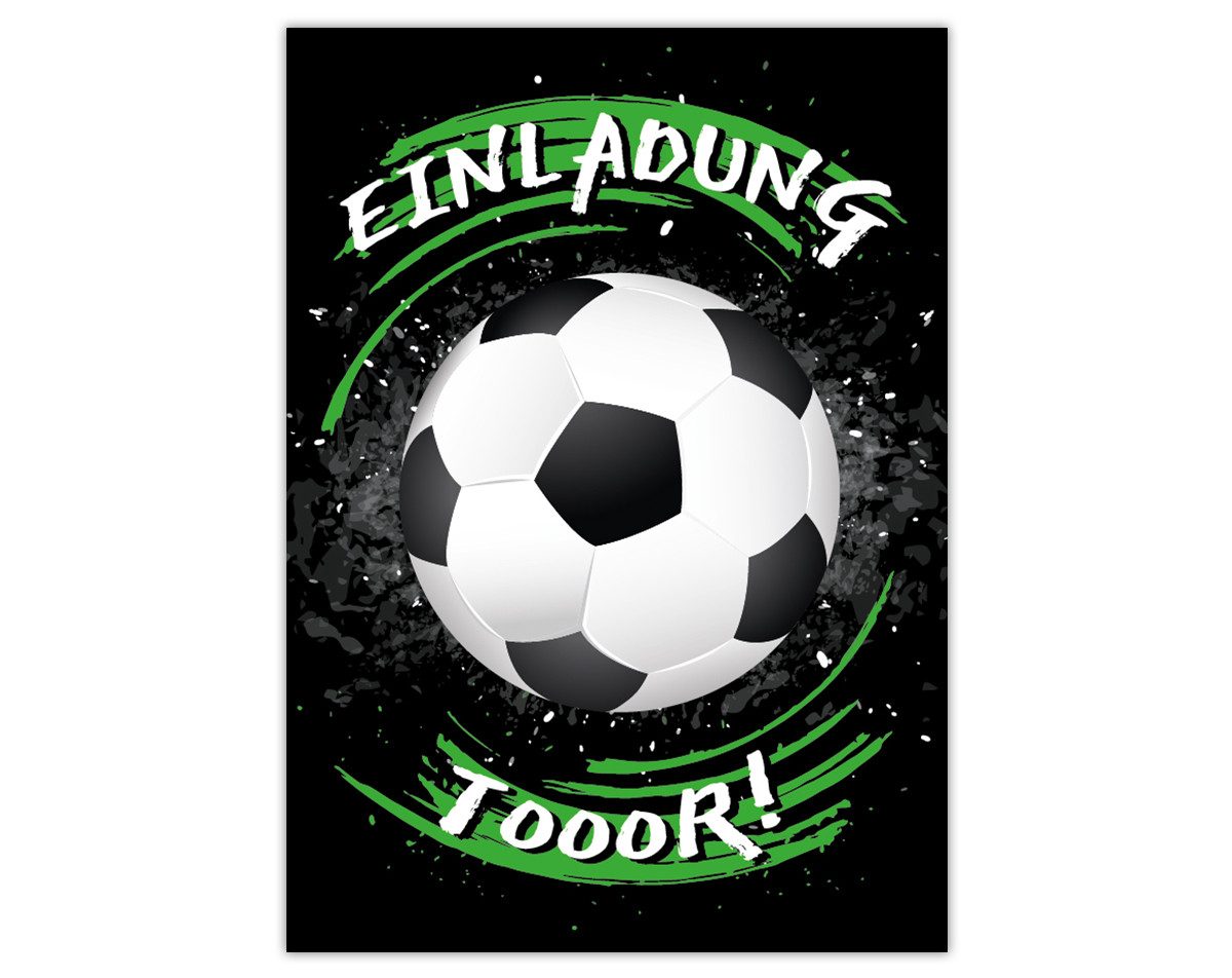 JUNAPACK Einladungskarten Fußball zum Kindergeburtstag Einladungen + Umschläge Karte Fussball, Karten mit Umschlägen zum Geburtstag soccer Kicken – Bild 3 von 5