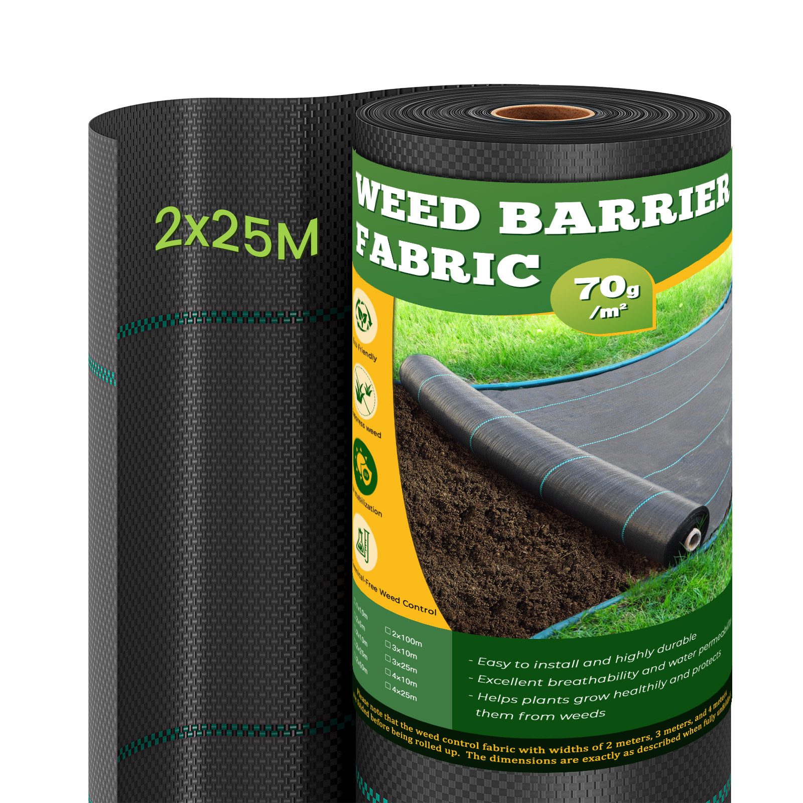 OUNUO Unkrautvlies 90g/m² Unkrautvlies Gartenvlies Unkrautfolie 2m breit