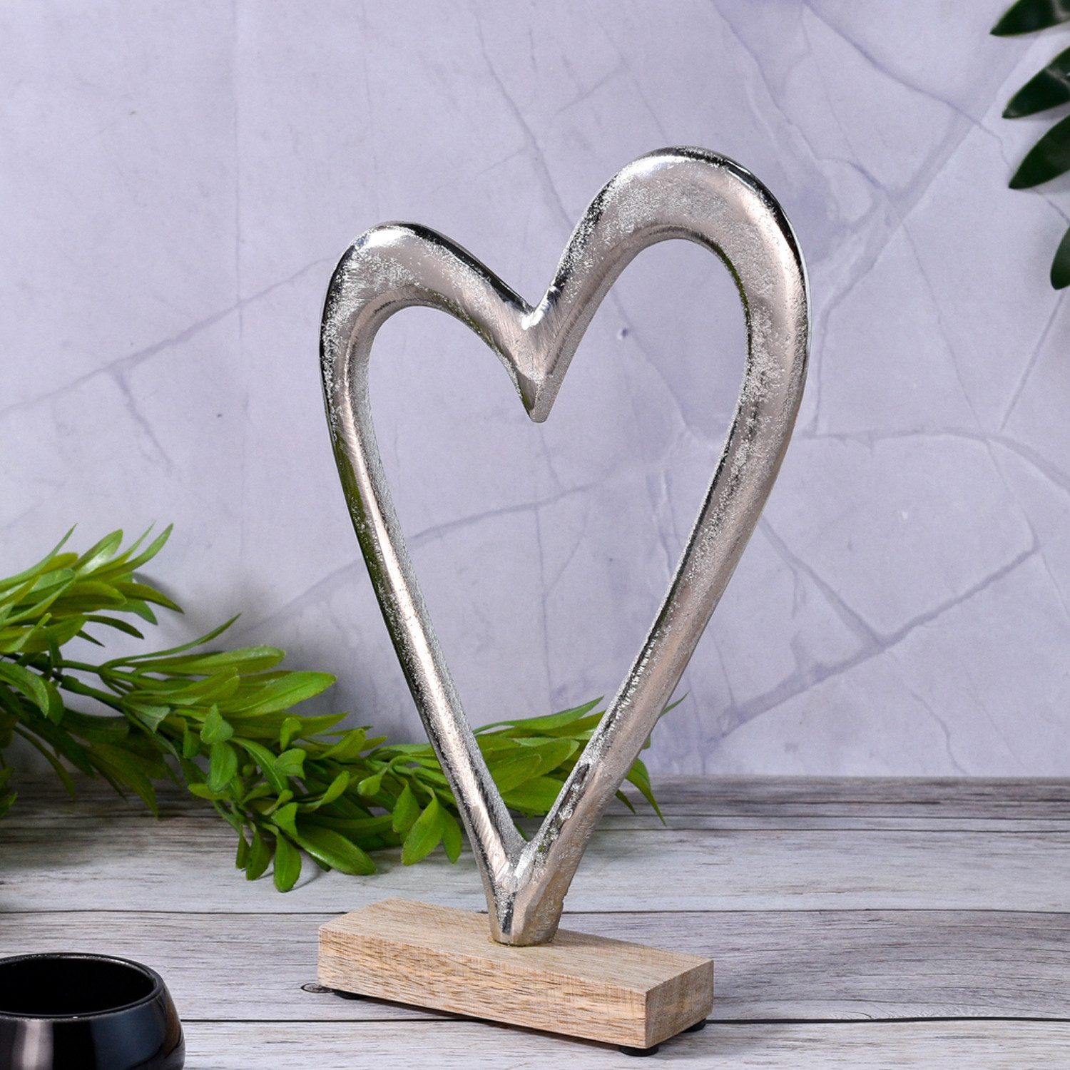 Marrakesch Orient & Mediterran Interior Dekoobjekt Herz Dekoaufsteller Dekoobjekt Silber Amour -12- (1 St), Handarbeit