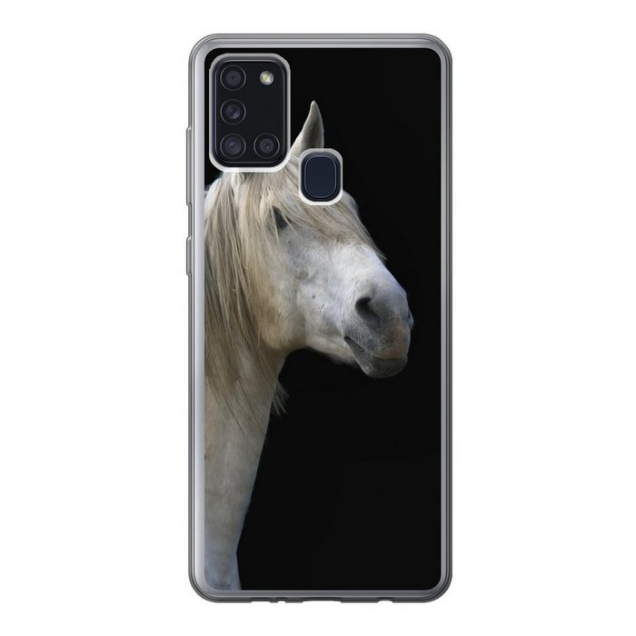 MuchoWow Handyhülle Pferde - Pilz - Schwarz Handyhülle Samsung Galaxy A21s Smartphone-Bumper Print Handy