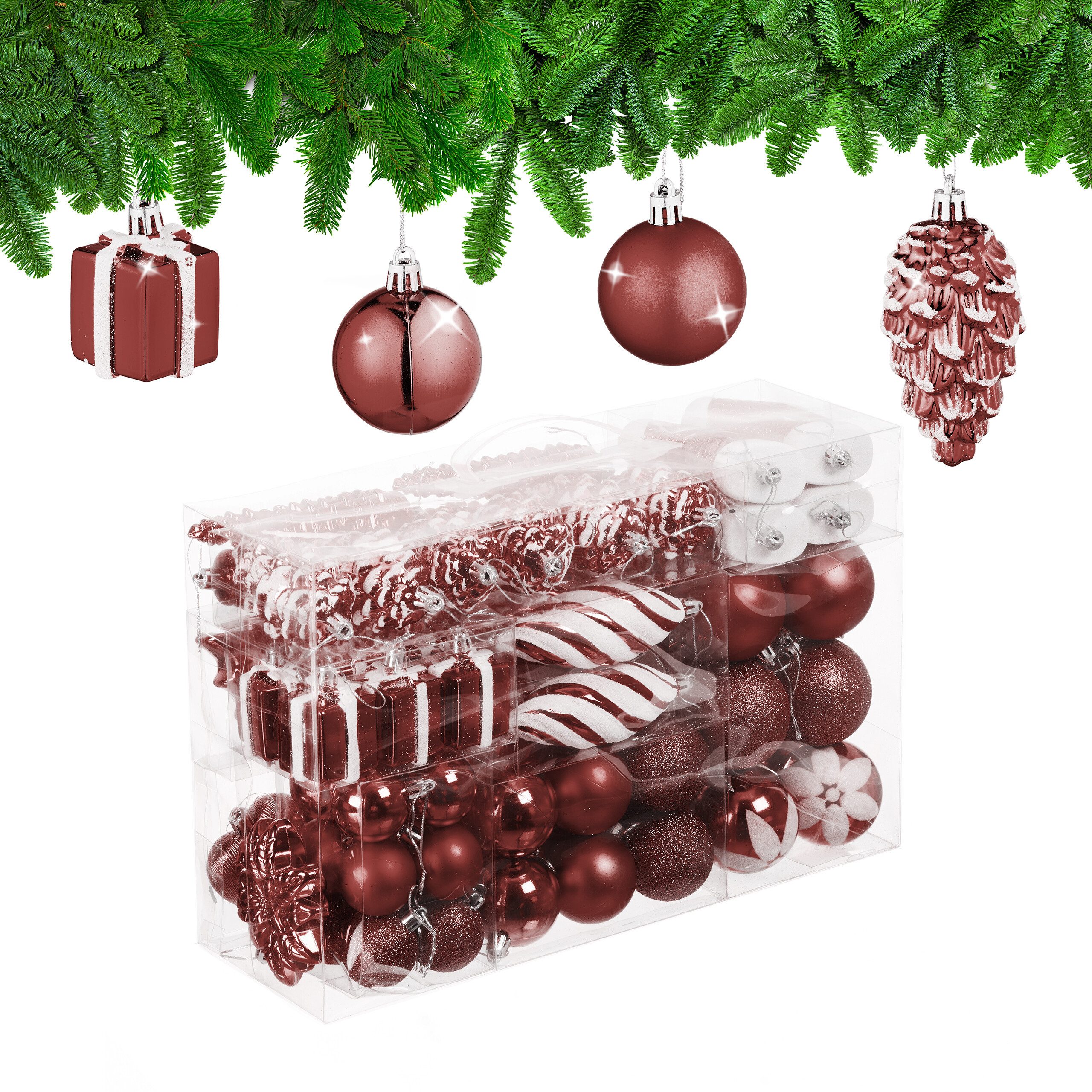 relaxdays Weihnachtsbaumkugel Новогодние шары im 72er Set, braun