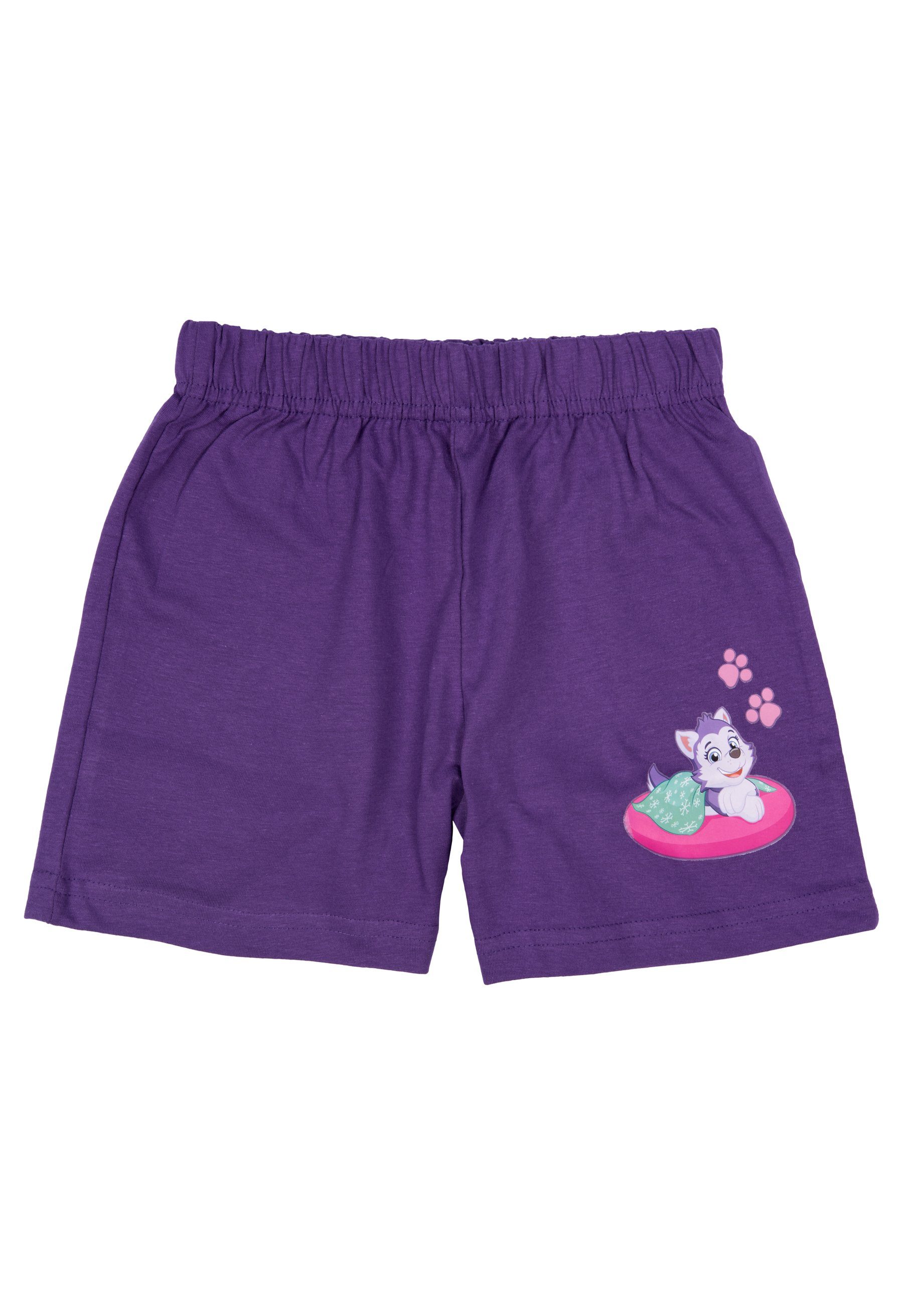 United Labels® Schlafanzug Paw Patrol Set Rosa/Lila - Kurzarm Mädchen für Pyjama Schlafanzug
