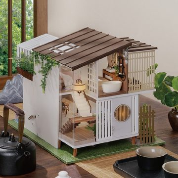 Cute Room 3D-Puzzle DIY holz Miniature Haus Puppenhaus Chalet mit Pool, Puzzleteile, 3D-Puzzle, Miniaturhaus, Maßstab 1:32, Modellbausatz zum basteln