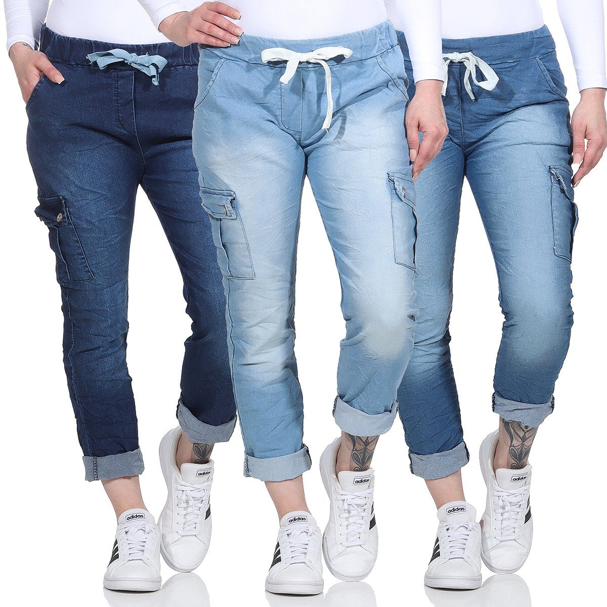 CLEO STYLE Jogginghose Damen Jogginghose Jeans 21094 Hellblau