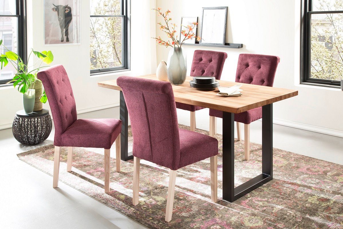 MCA furniture Esstisch Esszimmertisch Lincoln, Kernbuche massiv, U-Gestell, 160 x 90 (No-Set)