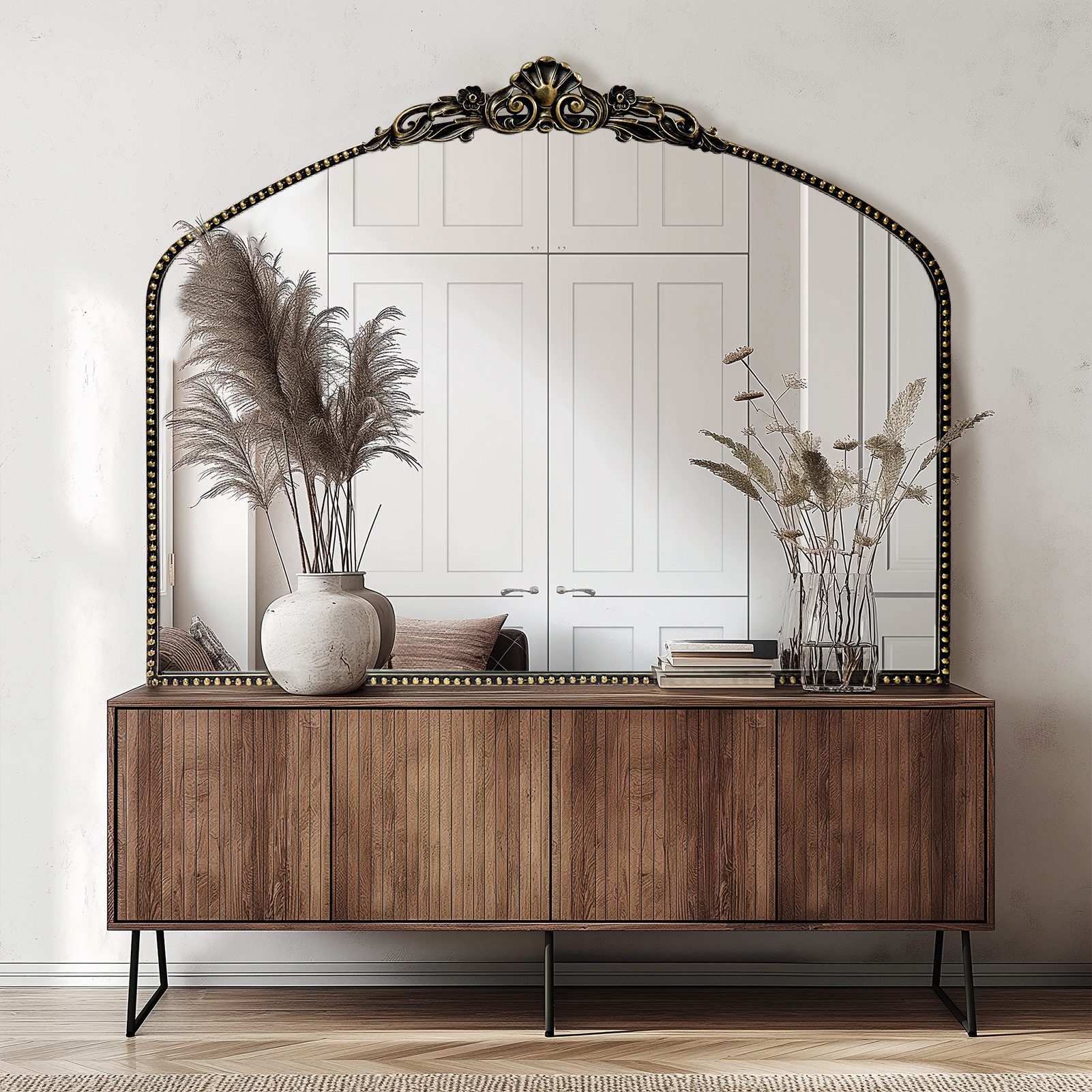 G-LEAF Spiegel Antiker Spiegel im Barockstil mit Metallrahmen von Perlenver günstig online kaufen