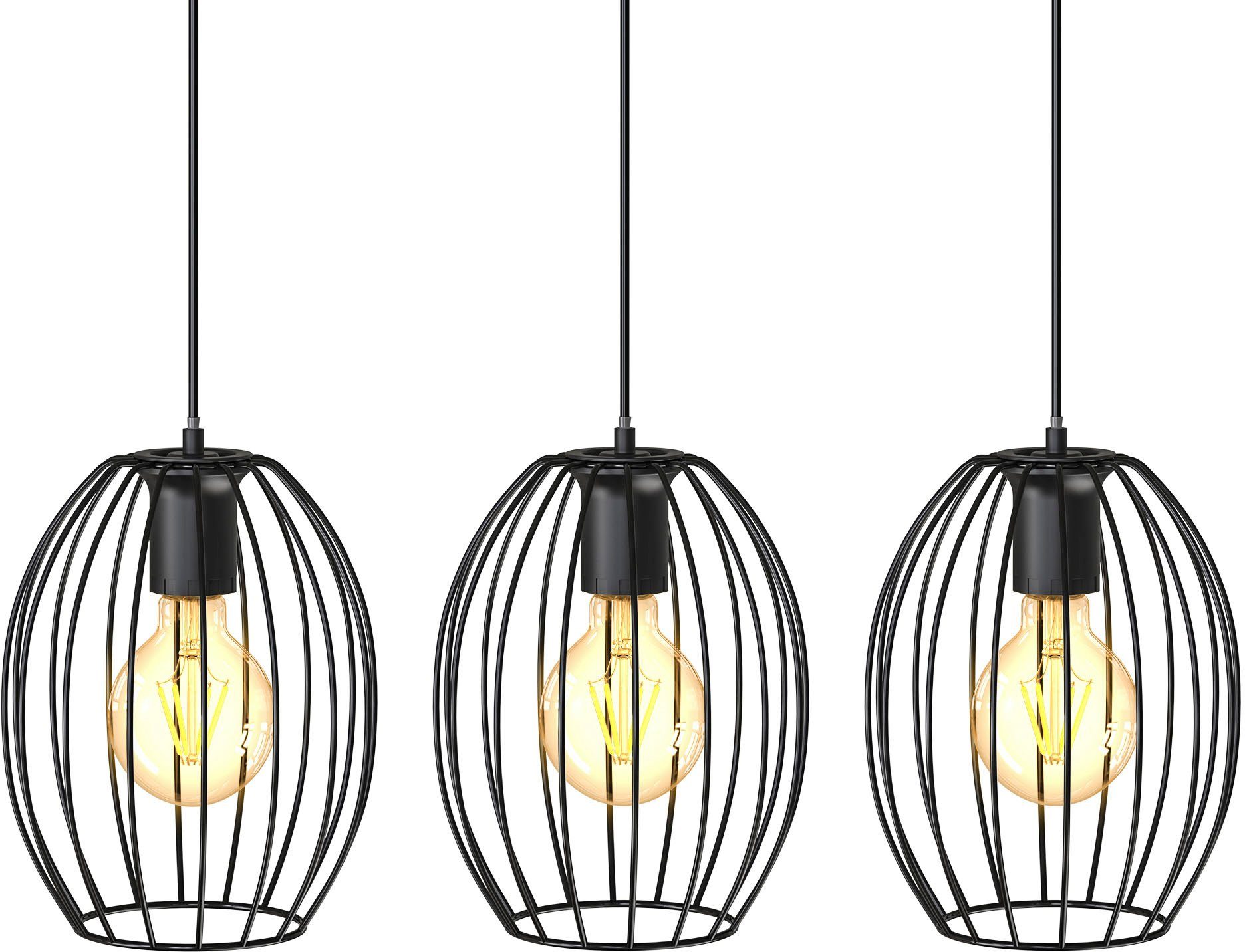 B.K.Licht Pendelleuchte BK_PL1461 Retro-Pendellampe, Metall, Schwarz, günstig online kaufen