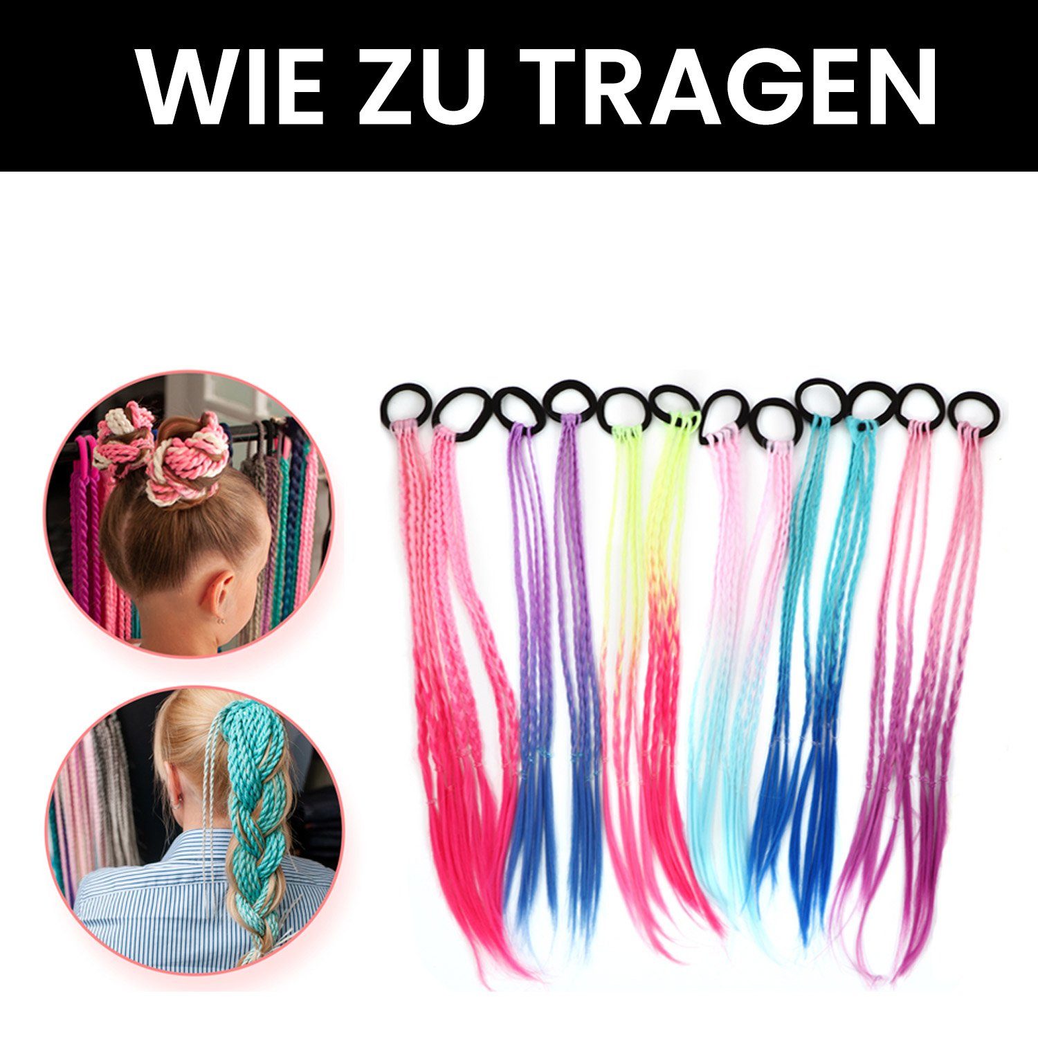 Gummiband Haarspange farbige MAGICSHE Haar Zöpfe Mädchen 6-tlg., Zubehör, Perücke