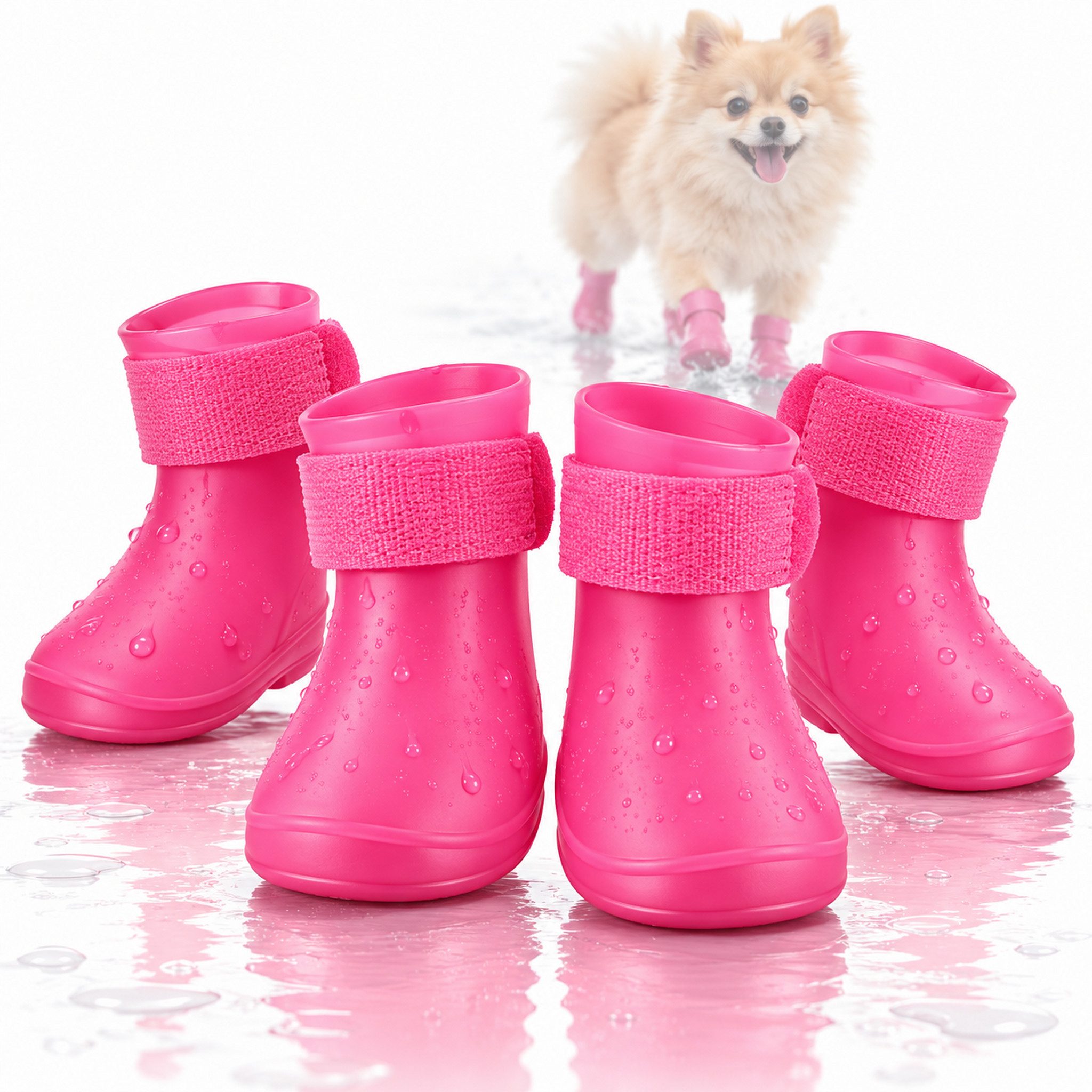 FLOCKI Pets™ Hundejacke Hundeschuhe Gummi 4er-Set Pfotenschutz mit Klettverschluss für Regen, 4er-Set, flexibles Material, verstellbarer Klettverschluss
