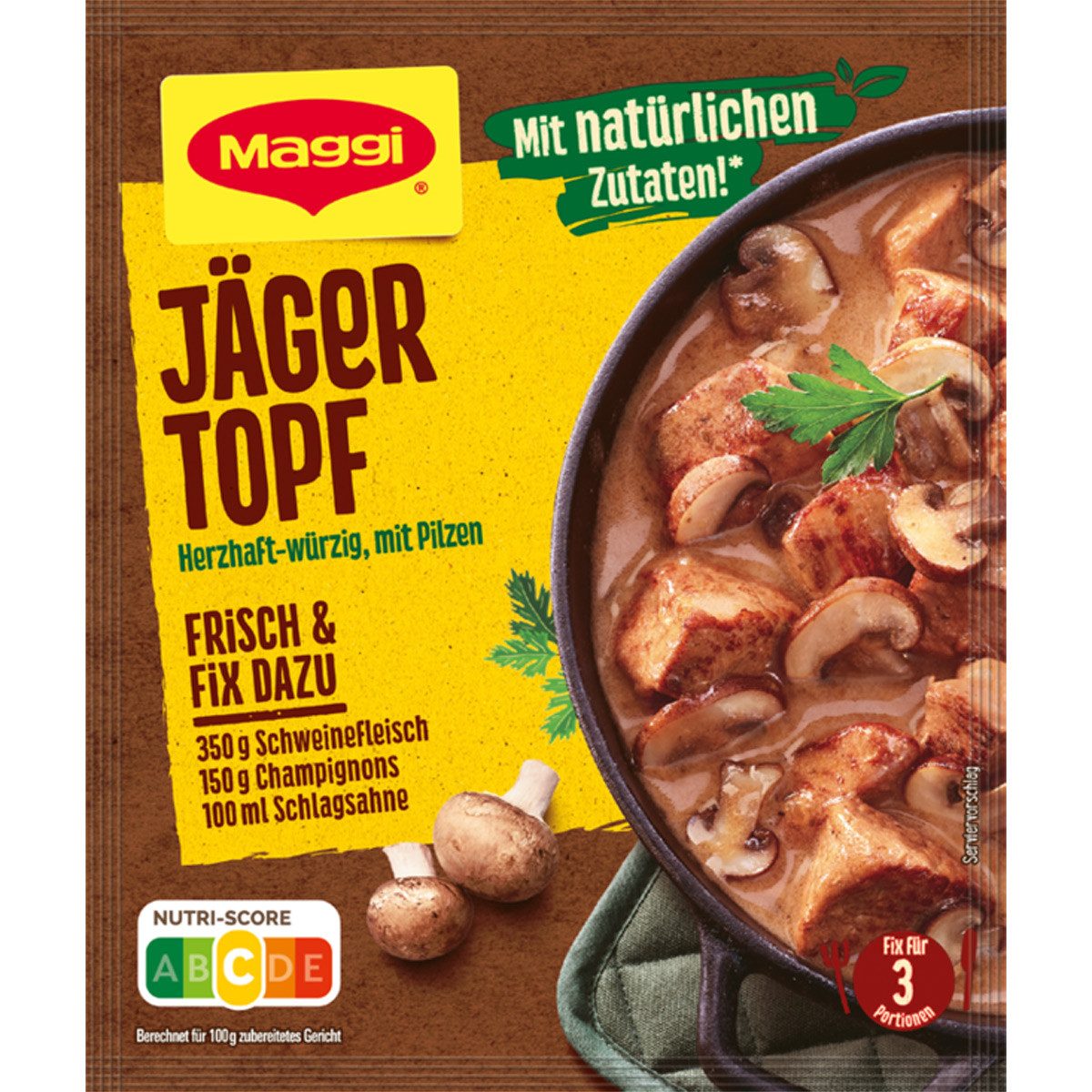 MAGGI Saucen, Maggi Fix für Jäger Topf herzhaft gewürzt mit natürlichen Zutaten 30g