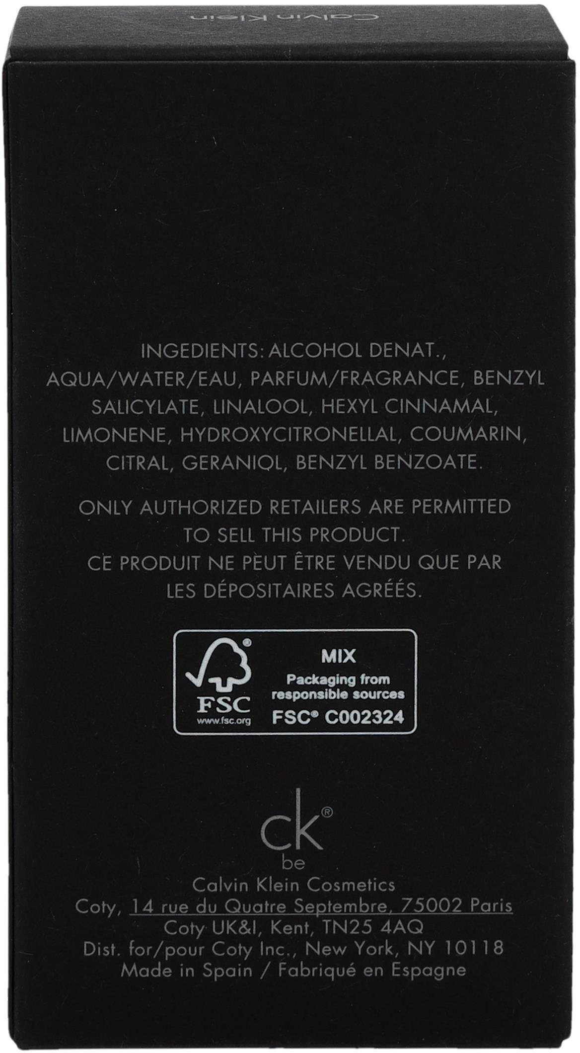 Calvin Klein Eau de Toilette Be, mit Mandarin und Minze