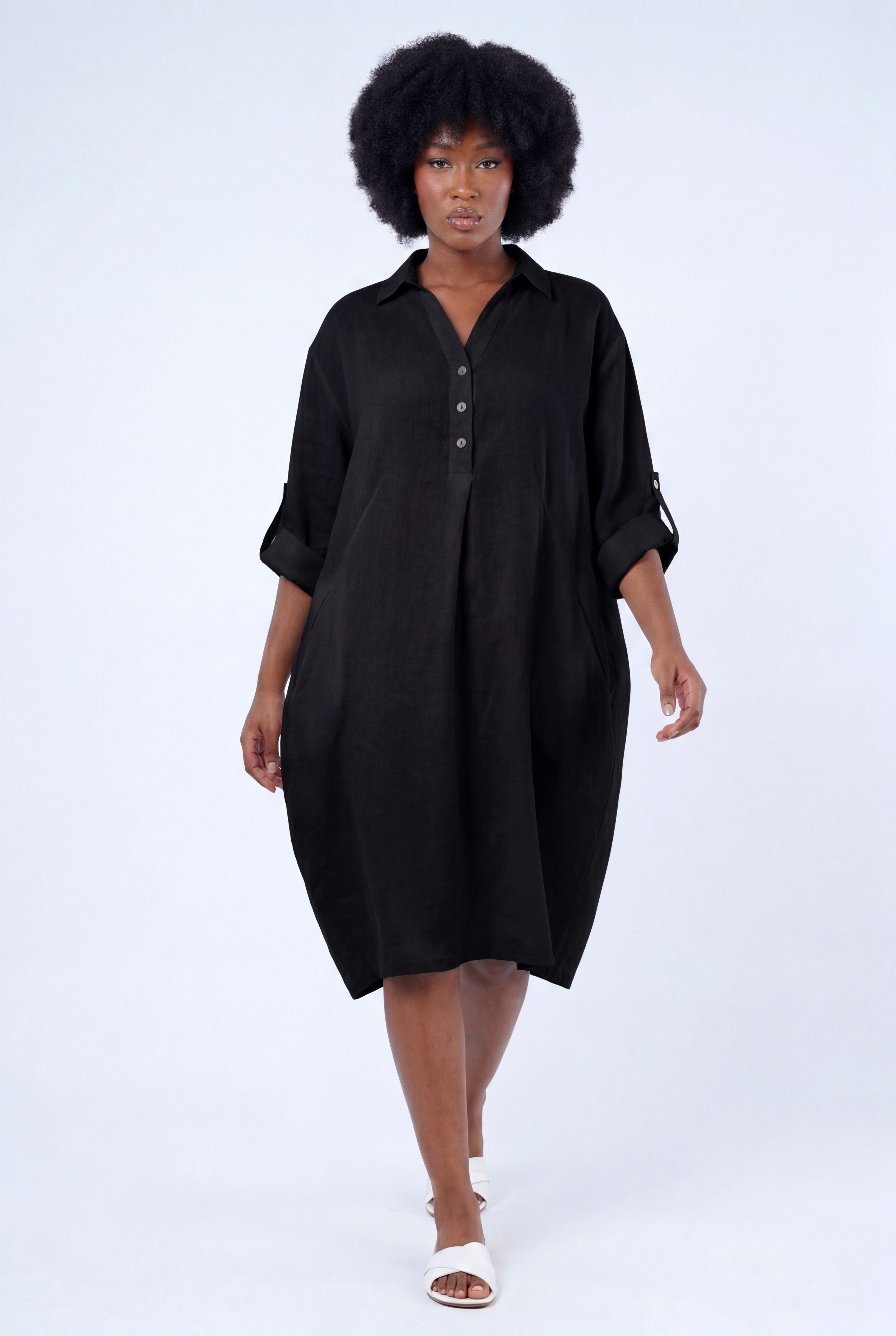 YC Fashion & Style Blusenkleid Leinen-Tunika Oversized One Size in Unifarbe