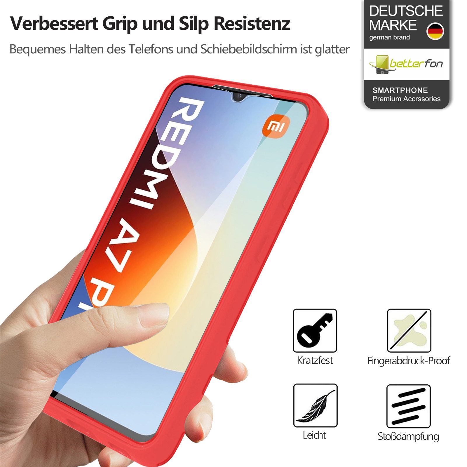 betterfon Handyhülle für Xiaomi Redmi A7 Pro 360° Hülle mit Integriertem Displayschutz, Vollschutz Case mit integriertem Displayschutz und klarer Sicht
