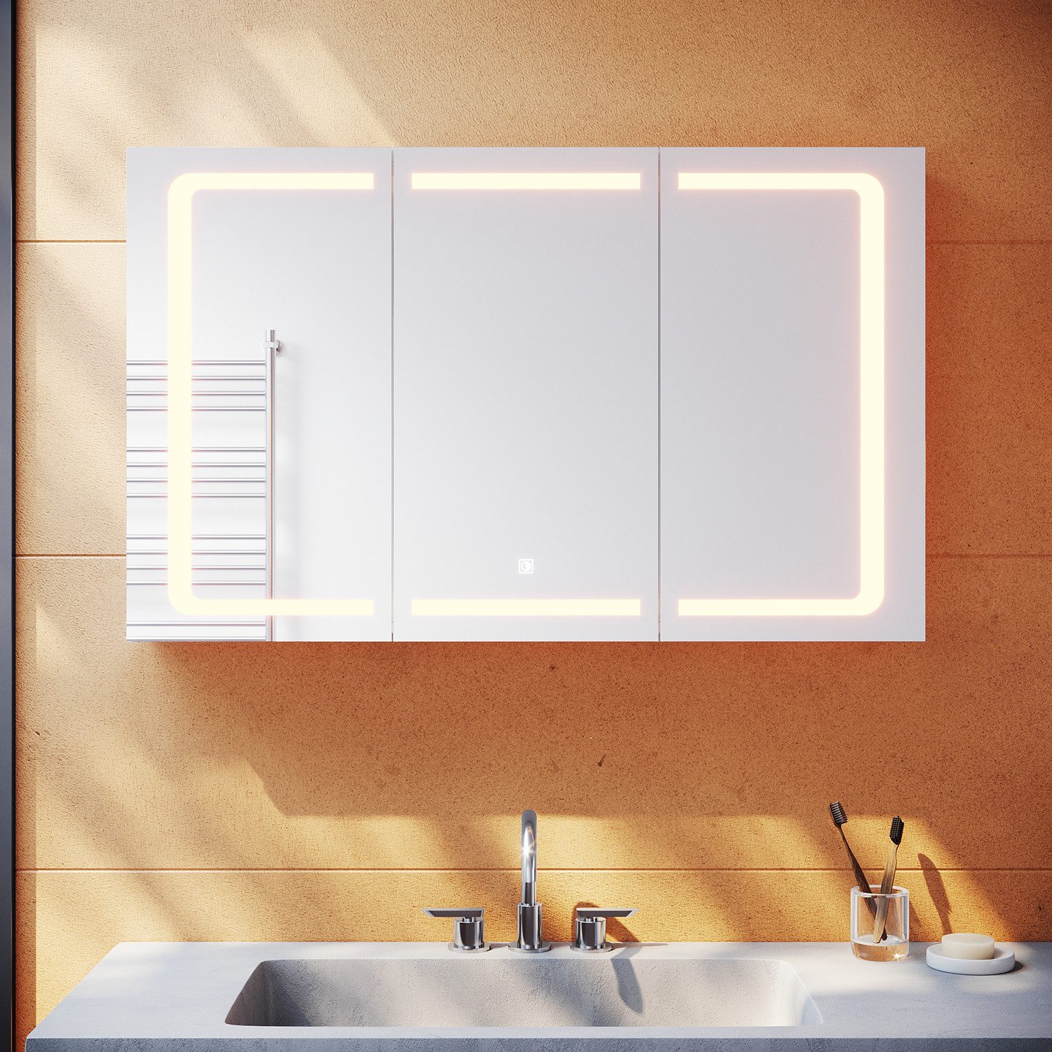 SONNI Spiegelschrank Spiegelschrank bad mit beleuchtung 105x65cm Edelstahl günstig online kaufen