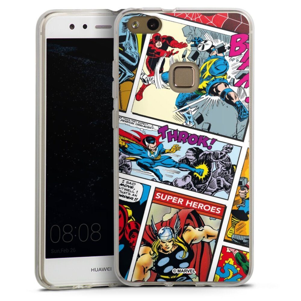 DeinDesign Handyhülle Marvel Retro Comic Blue, Huawei P10 lite Silikon Hülle Bumper Case Handy Schutzhülle