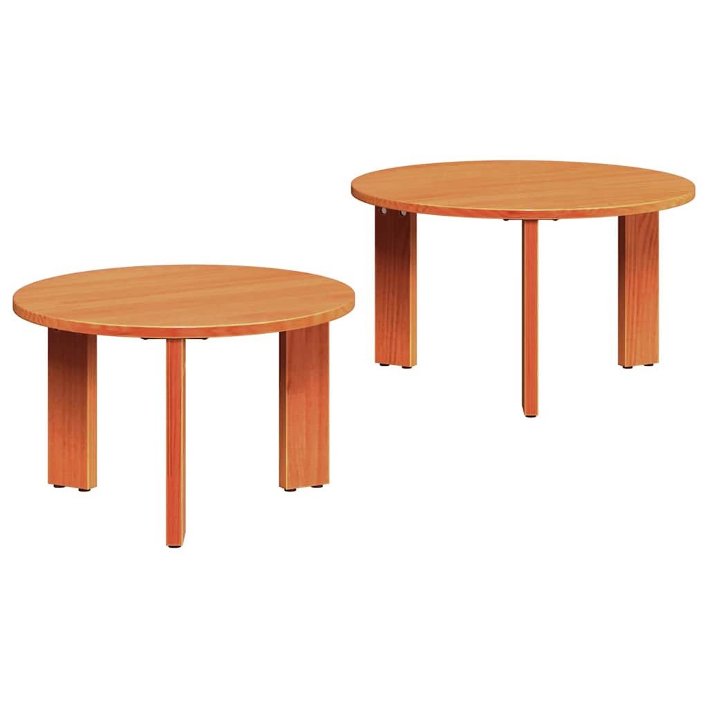 Couchtisch Couchtisch 2 pcs Wachsbraun Massivholz Kiefer