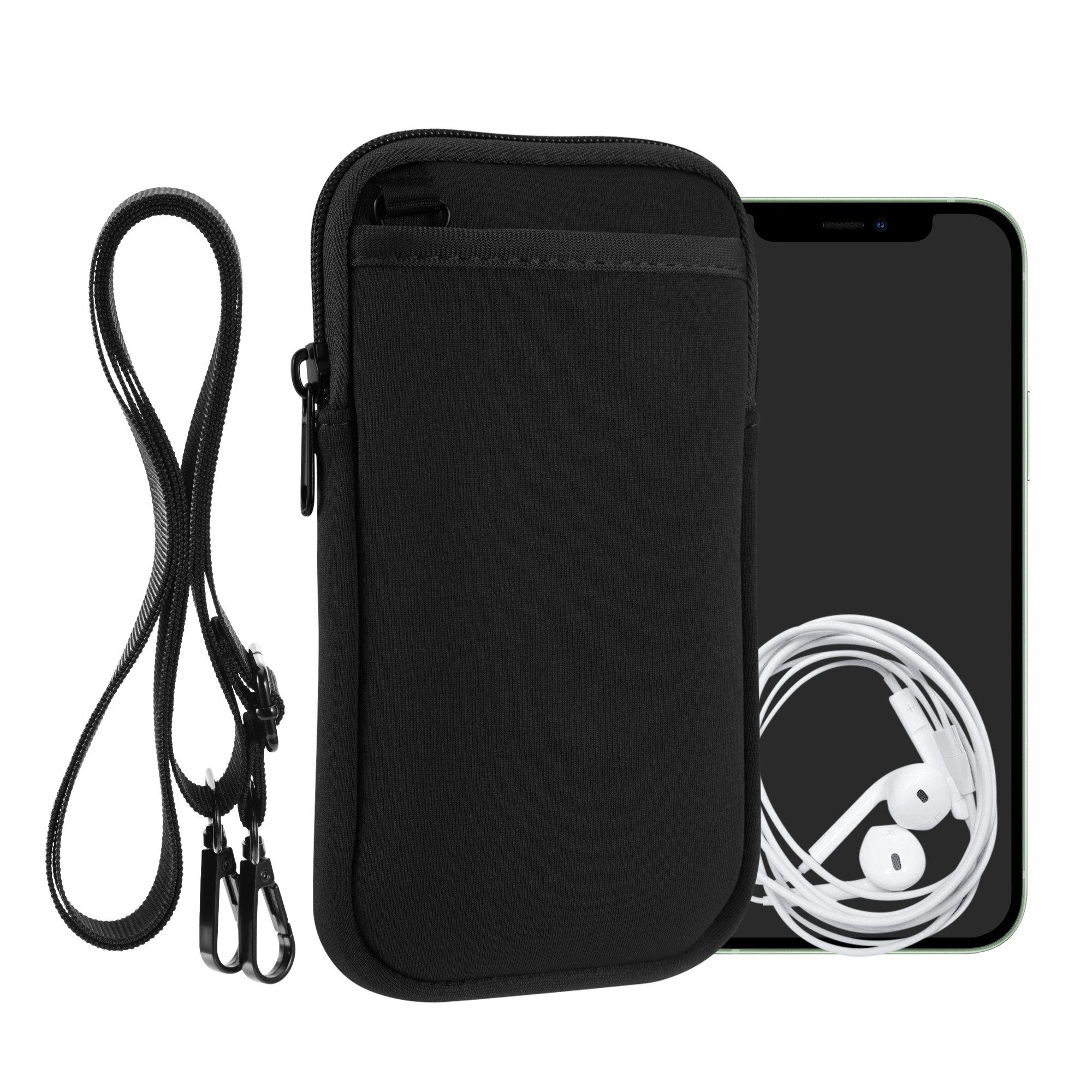 kwmobile Handytasche Handy Tasche zum Umhängen für XXL - 7" Hülle mit Band (1-tlg), Necklace Case - Neopren Cover mit Reißverschluss