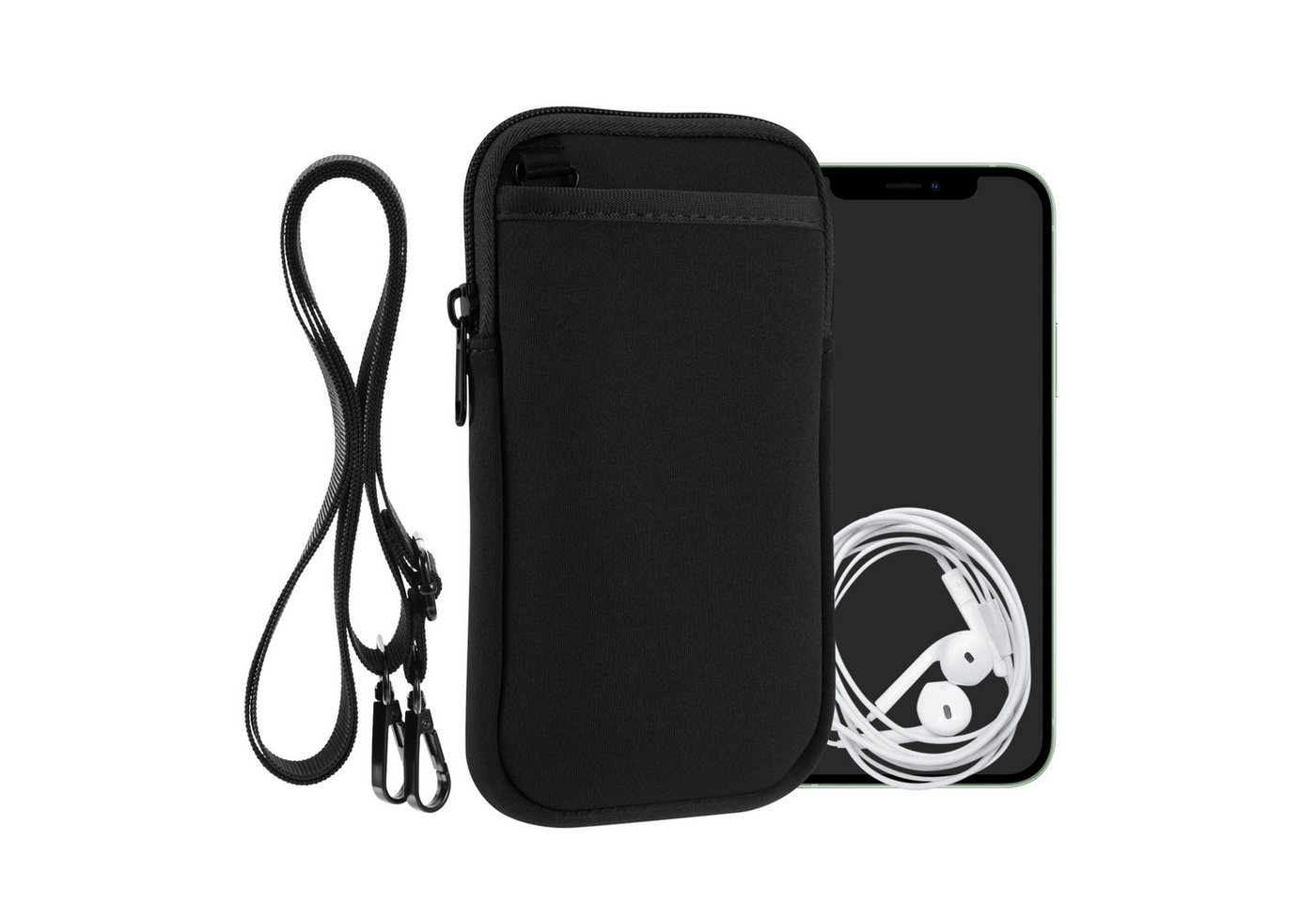 kwmobile Handytasche Handy Tasche zum Umhängen für XXL - 7" Hülle mit Band (1-tlg), Necklace Case - Neopren Cover mit Reißverschluss