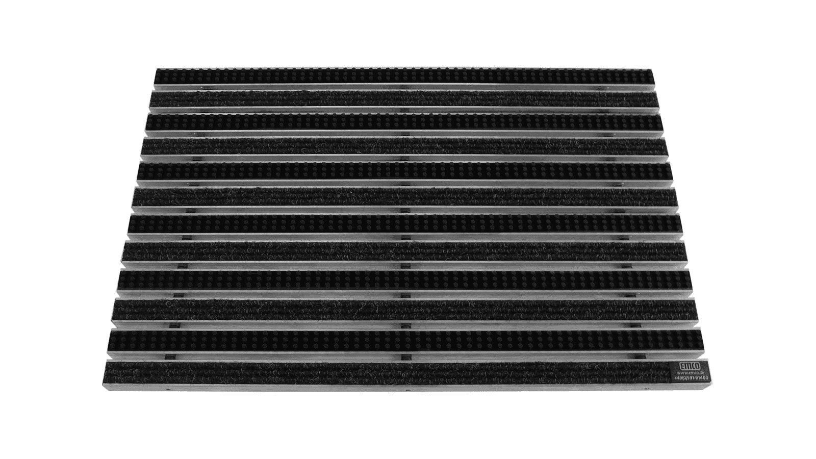 Emco Fußmatte Eingangsmatte DIPLOMAT, Rips Anthrazit + Bürsten Schwarz, rechteckig, Höhe: 22 mm, Größe: 600x400 mm, für Innen- und überdachten Außenbereich