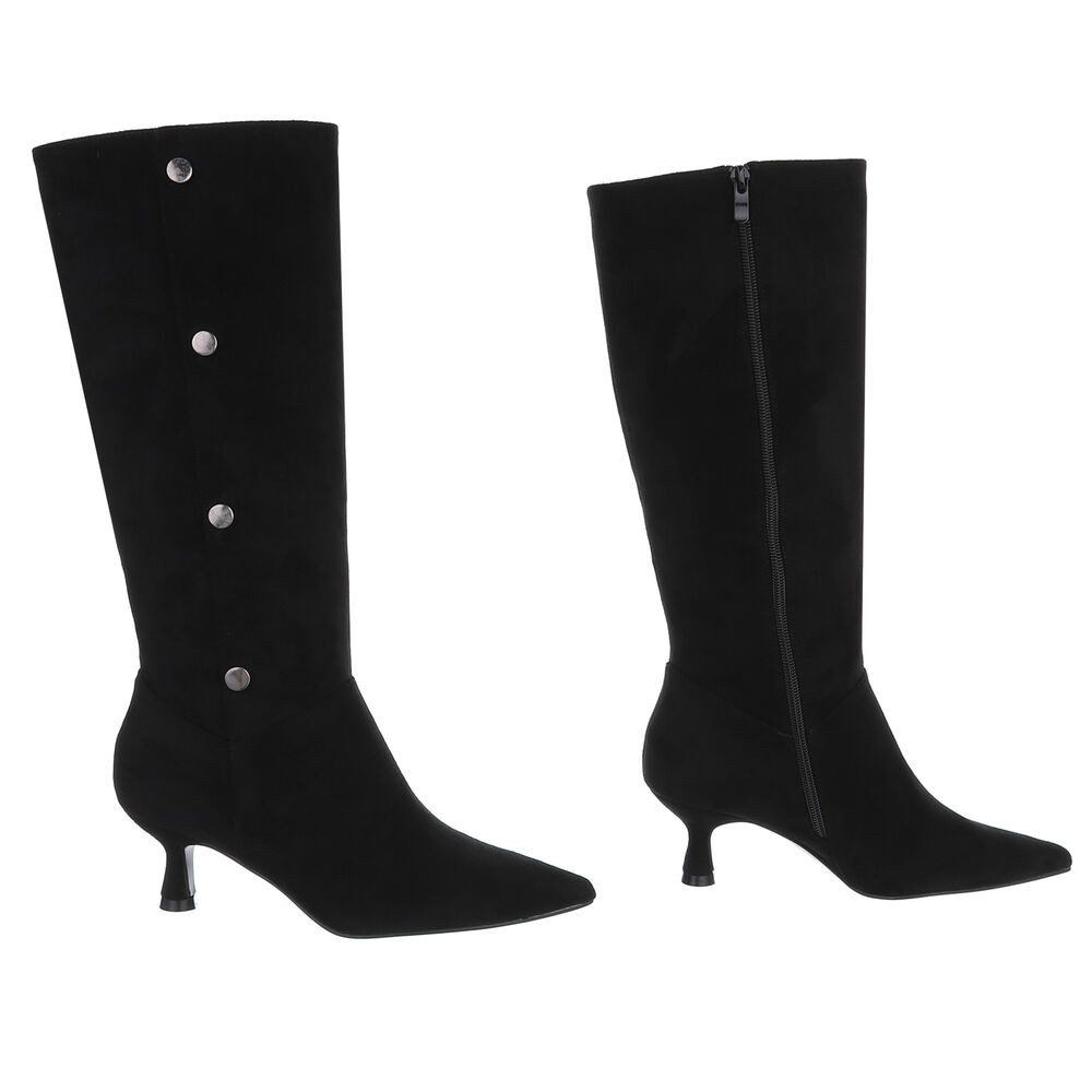 Ital-Design Elegante spitze Stiefel mit flachem Absatz für Damen Stiefel (90515108) Pfennig-/Stilettoabsatz Stiefel in Schwarz – Bild 4 von 5