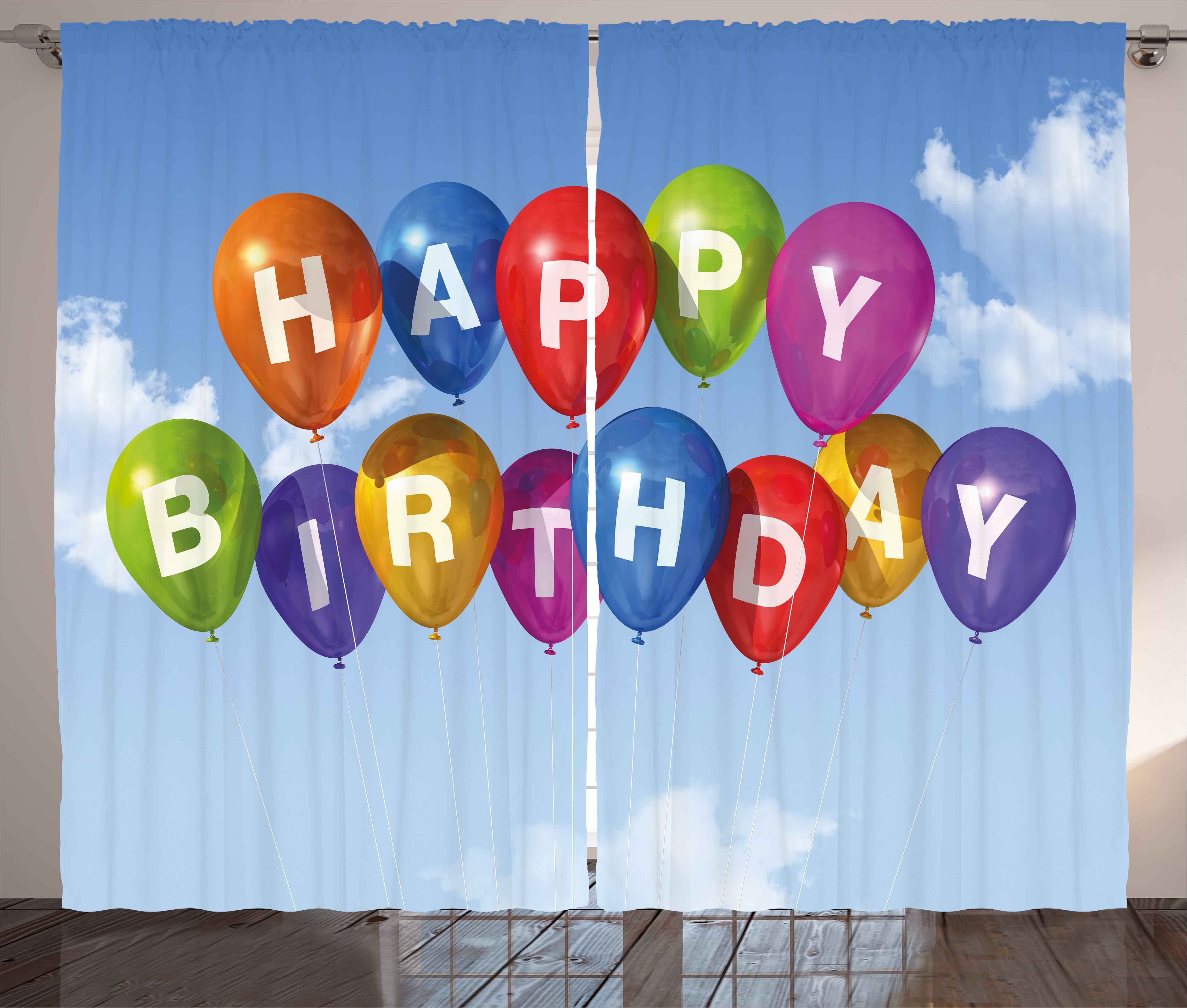 Vorhang Sky Abakuhaus, Luftballons Geburtstag Kräuselband Gardine Schlaufen Letters und mit Haken, Schlafzimmer