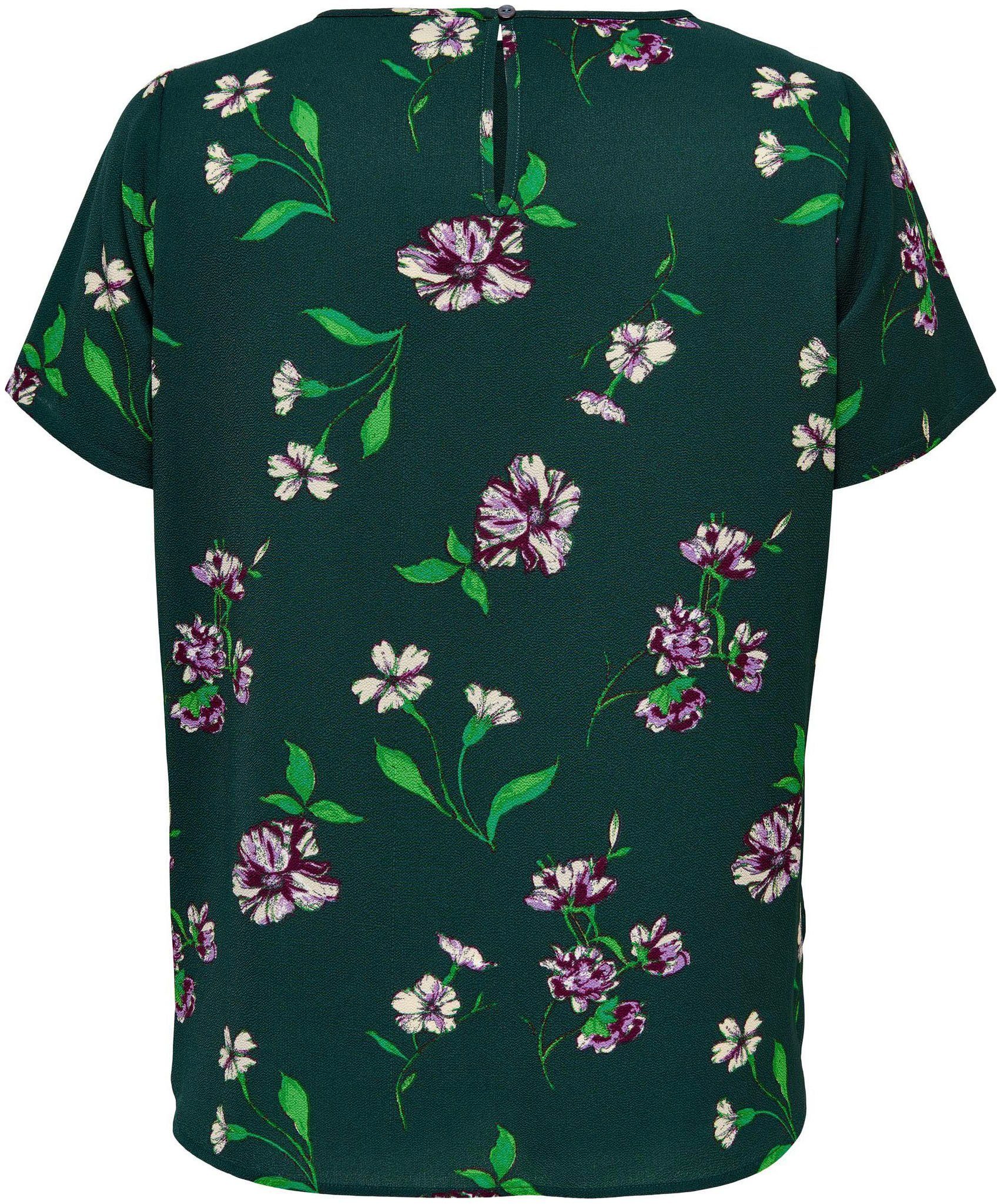 ONLY CARMAKOMA CARVICA Rundhalsaussschnitt mit grün-bedruckt Shirtbluse