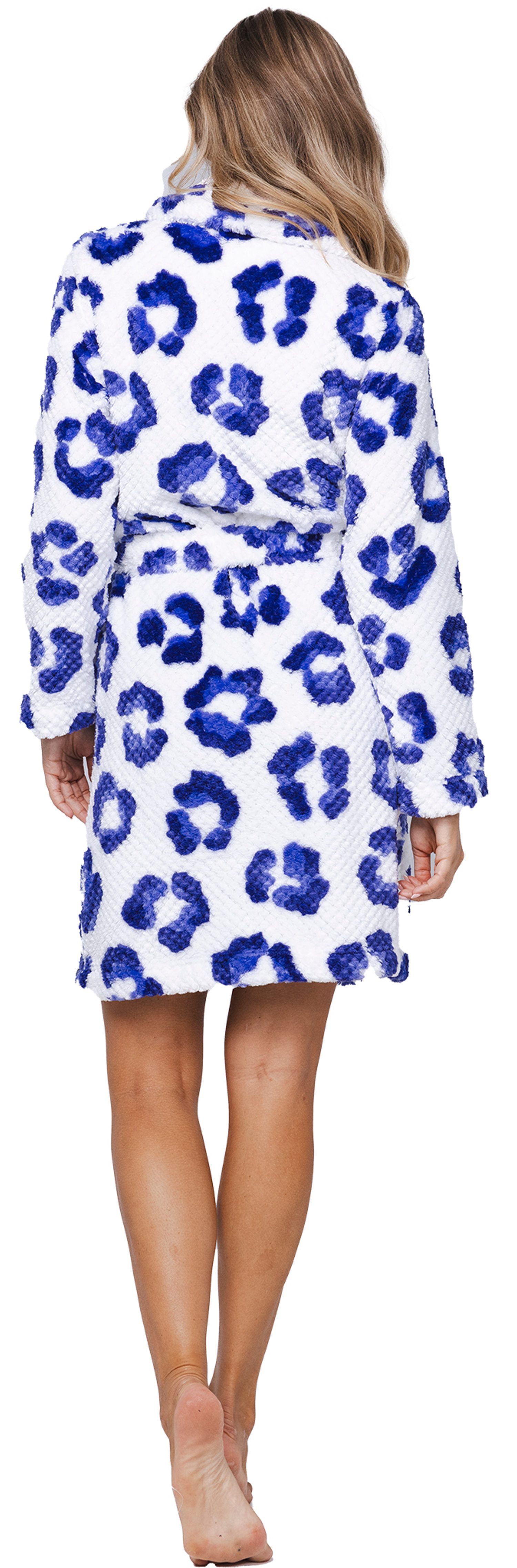 Rebelle Damenbademantel Damen Fleece Morgenmantel, Midi, Polyester, Schalkragen, Gürtel, Modisches Design