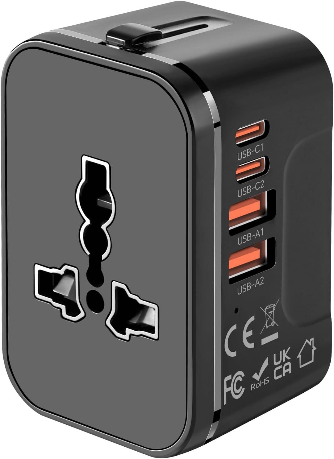 MINGTONG Universal Reiseadapter 4 USB Schnellladeanschlüsse USB-C PD 20W Reiseadapter Typ A, Typ C, Typ G, Typ I zu Universal AC-Steckdose, 4 USB-Anschlüsse, 2x USB-C PD20W, 2x USB-A QC18W, Universaladapter