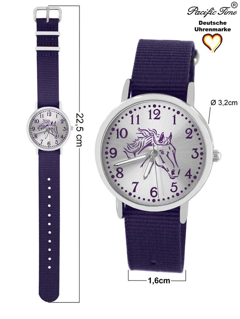 Pacific Time Quarzuhr Kinder Armbanduhr Pferd violett Wechselarmband, Mix und Match Design - Gratis Versand – Bild 4 von 5