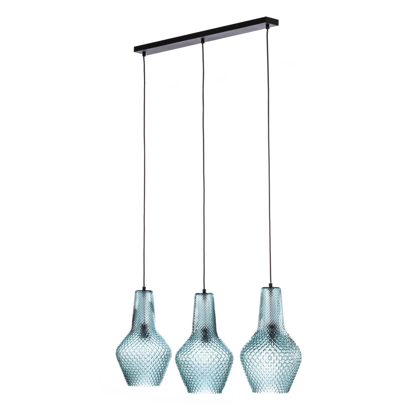 Lindby Hängeleuchte Drakar, Glas Blau IP20, 3 x 15 W LED