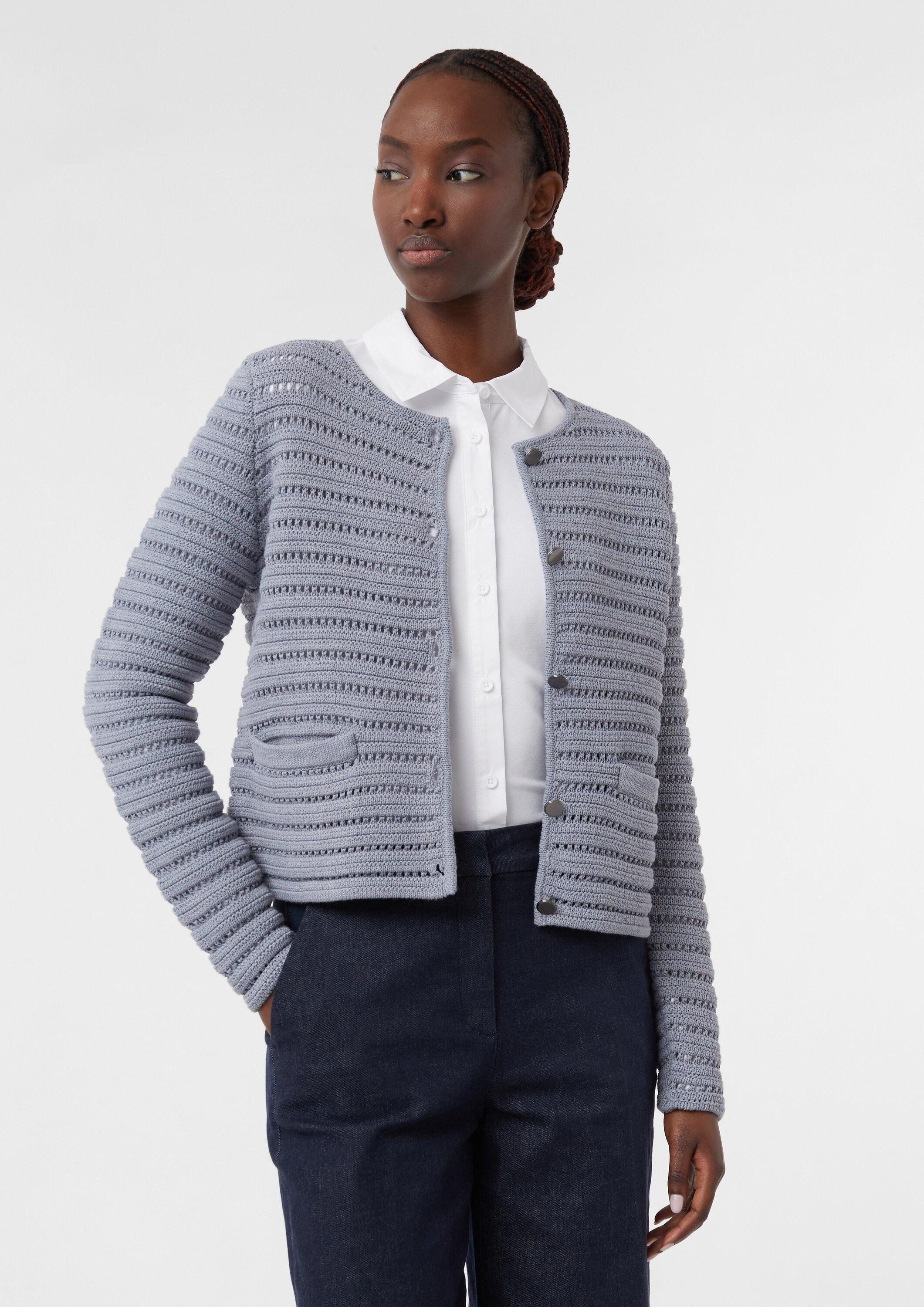 comma Cardigan Strickjacke Kurzer Cardigan mit Strukturmuster und Leistenta günstig online kaufen